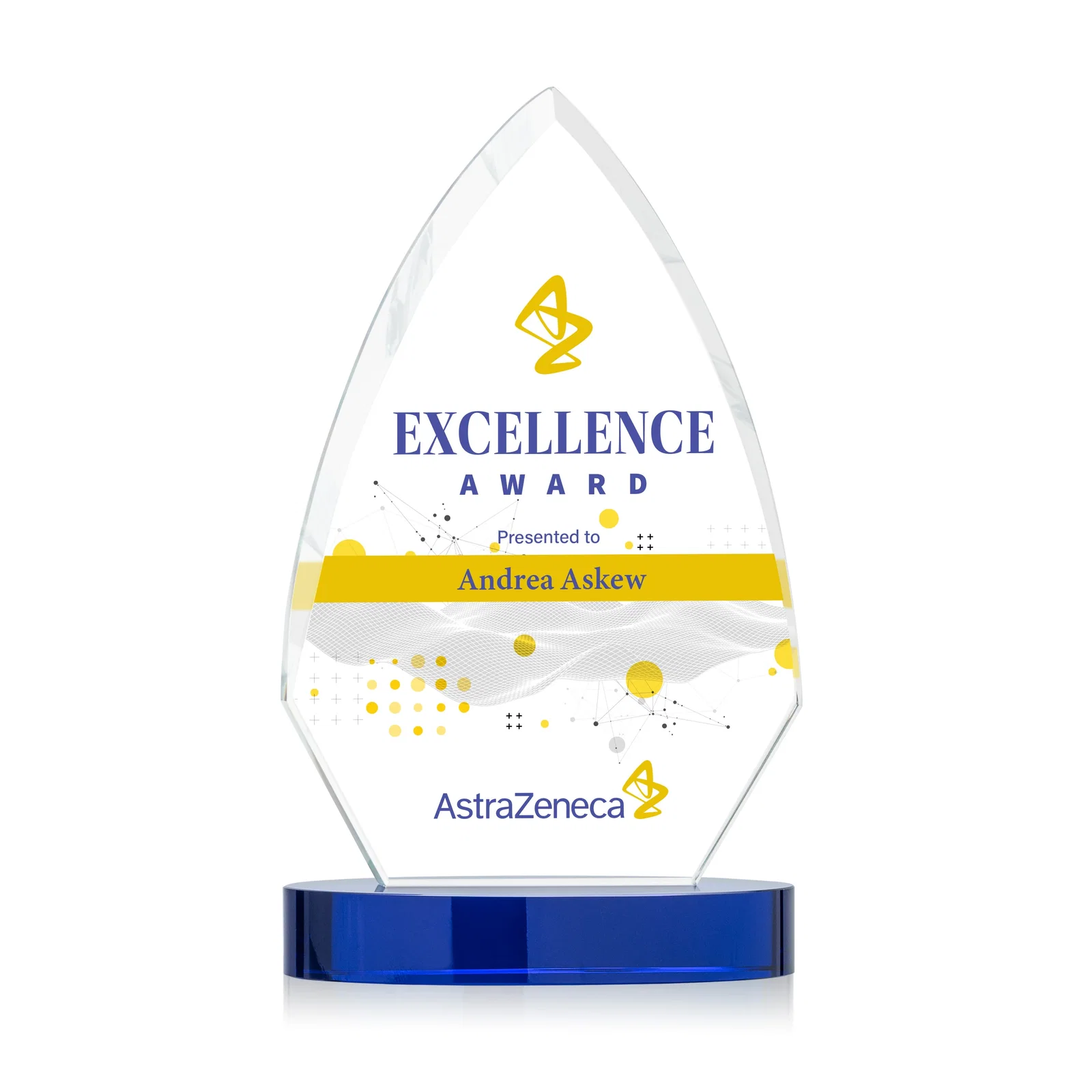 Personalized Starfire Crystal Arrowhead Award with Top-Meeting Side Bevels for retirement presentations