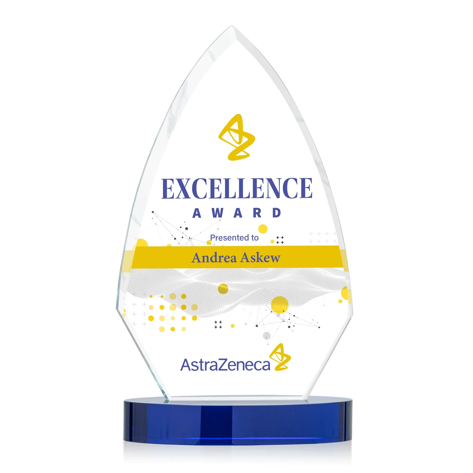 Personalized Starfire Crystal Arrowhead Award with Top-Meeting Side Bevels for team milestone celebrations