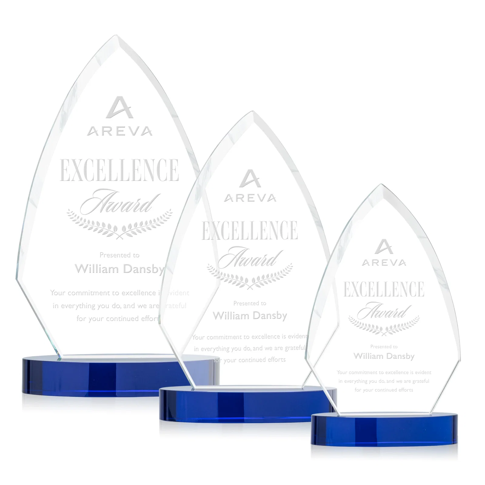 Custom Starfire Crystal Arrowhead Award with Top-Meeting Side Bevels for team milestone celebrations
