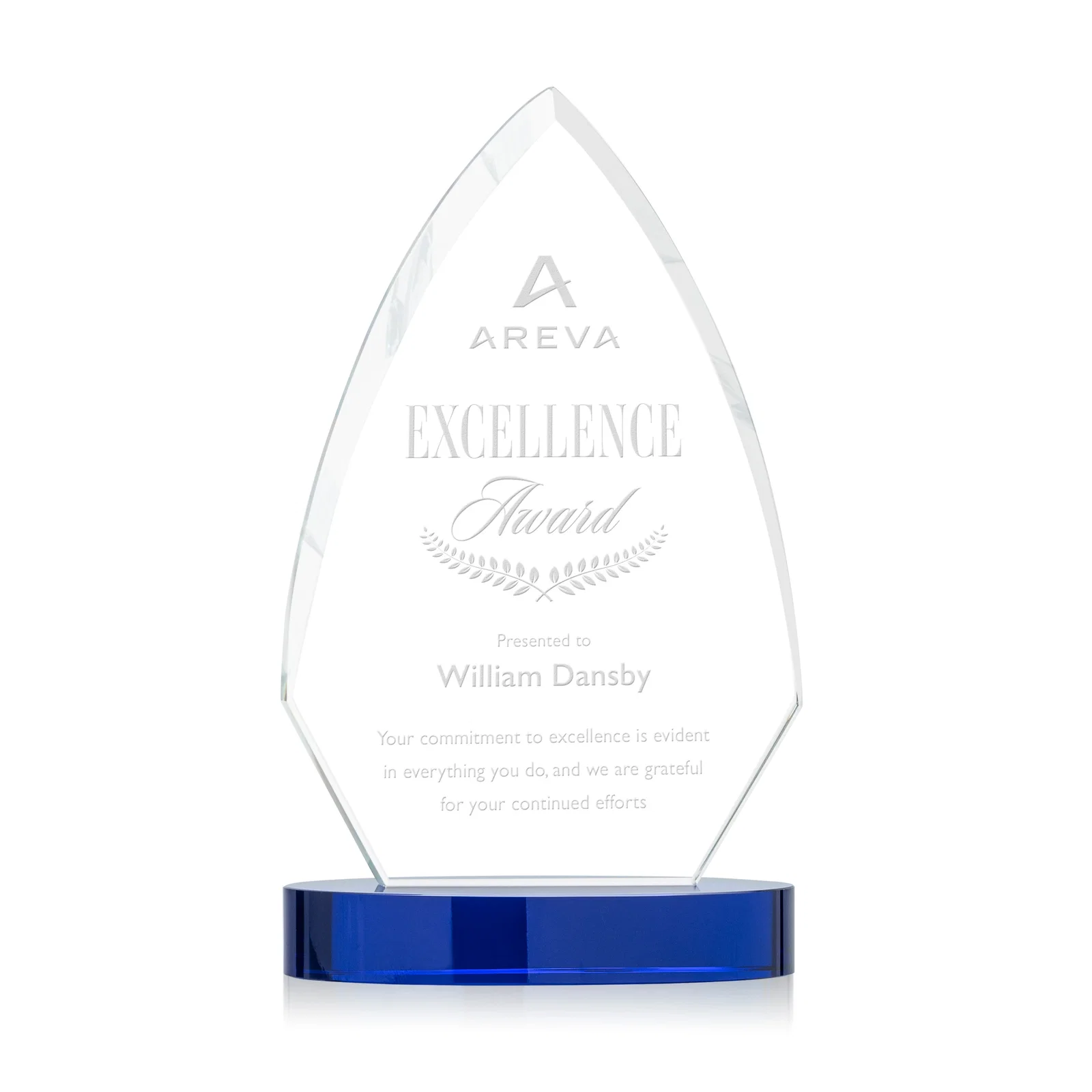 Custom Starfire Crystal Arrowhead Award with Top-Meeting Side Bevels for graduation ceremonies