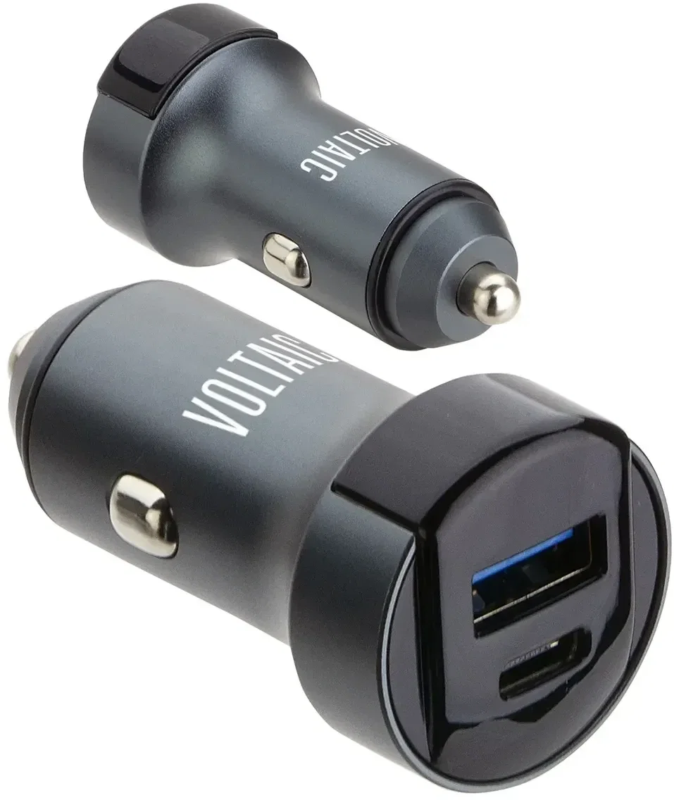 ihub PowerDrive Dual-Port Car Charger, custom branded car charger front view with logo