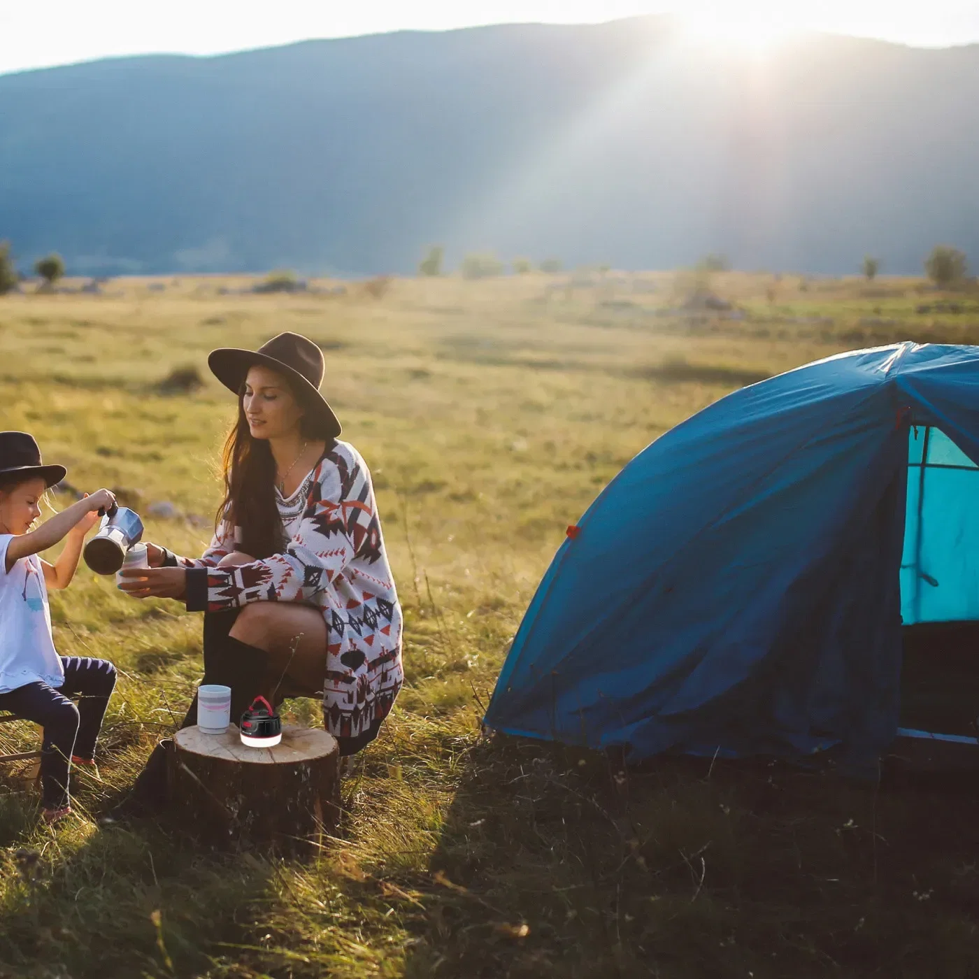 iLive Outdoor Lantern and Powerbank shown in a real setting