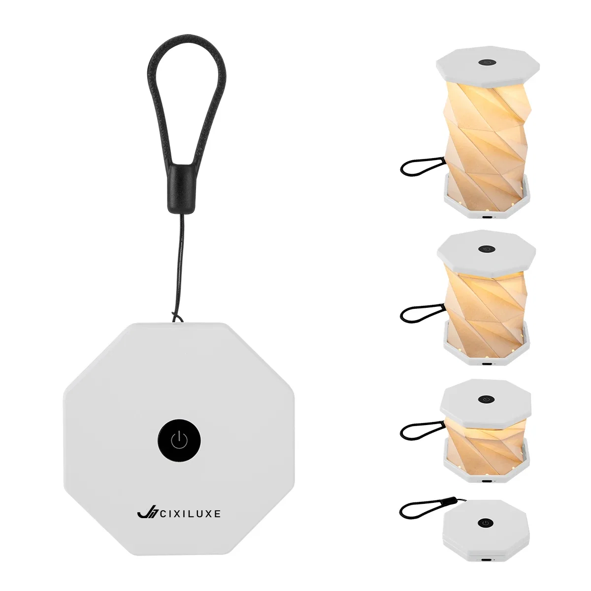 Folding lamp closed to a three inch disc