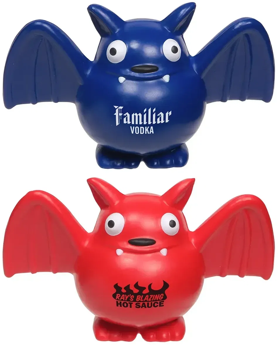 Custom Imp Stress Reliever, mischievous-imp promotional foam squeeze toy front view with logo