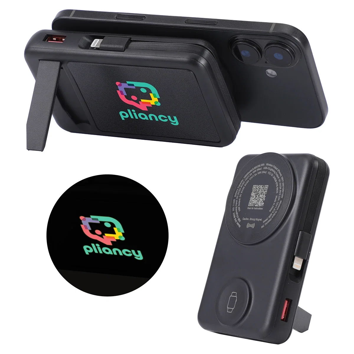 Custom Imperial 10000mAh Light-Up Power Bank, front view of the branded power bank