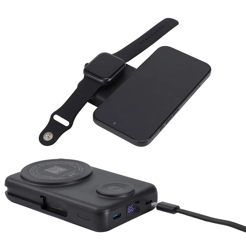 Imperial Power Bank in use, charging a smartwatch on the built-in watch charger