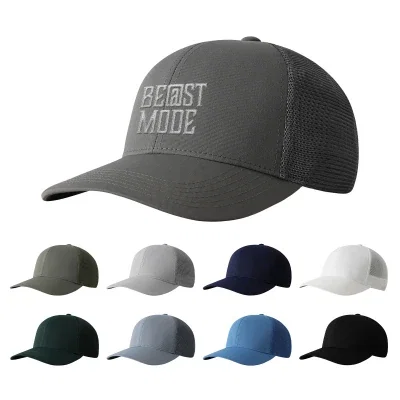Meshback baseball cap with a solid front panel