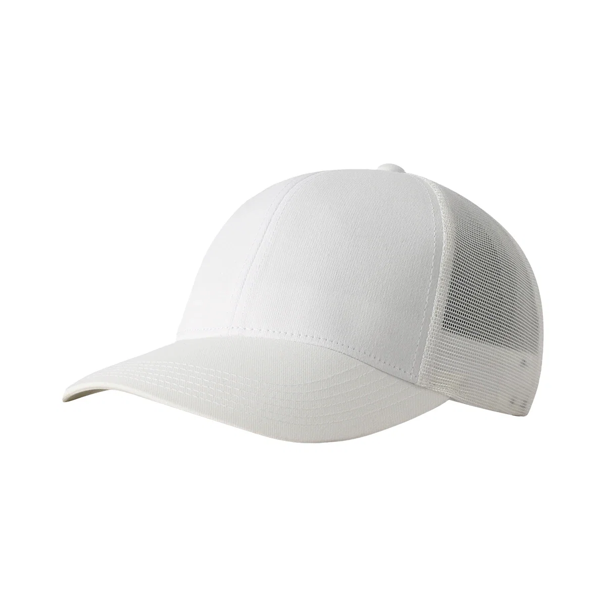 Profile view where the fabric meets the ventilated rear