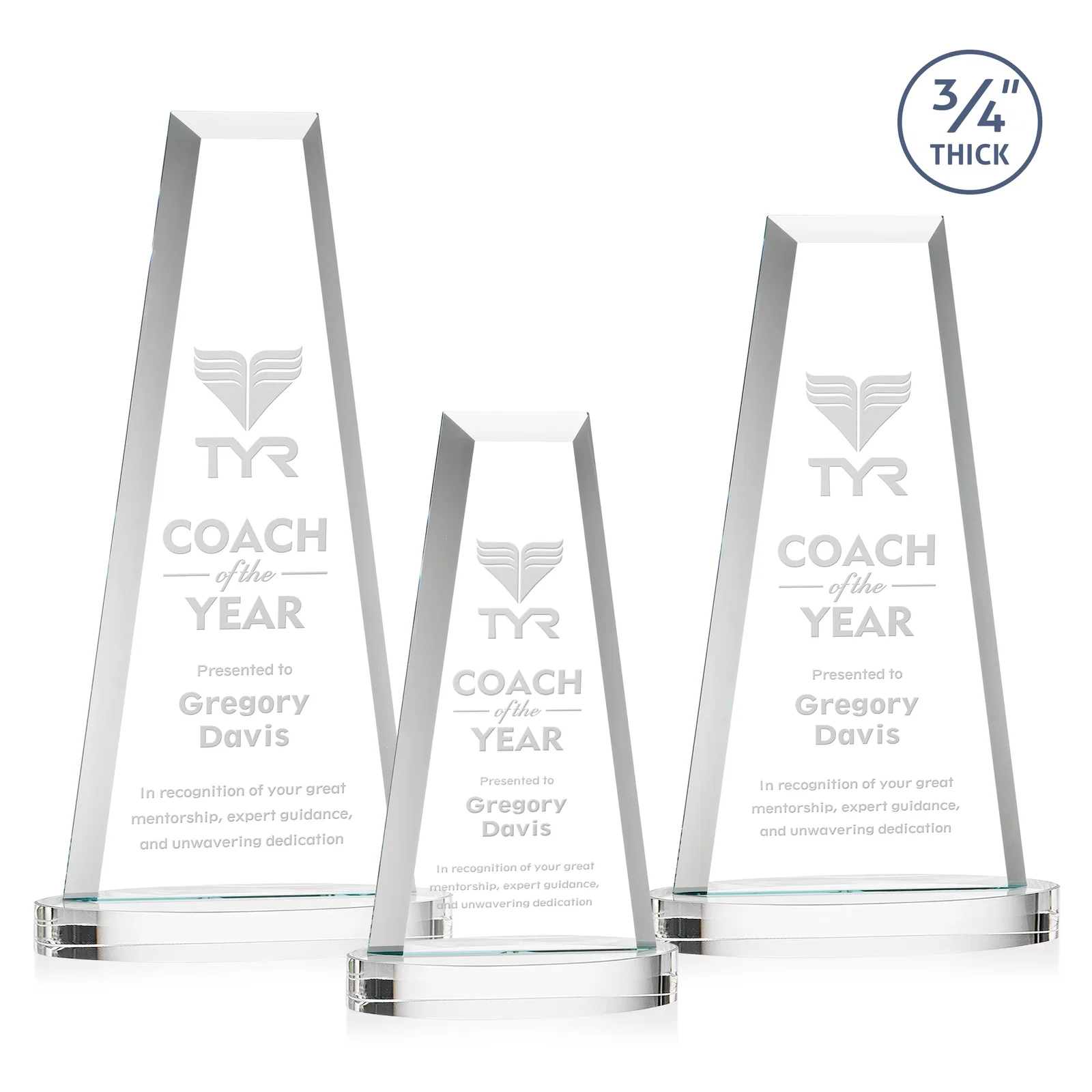 Custom Starfire Crystal Tower Award on Alberton Base for employee recognition