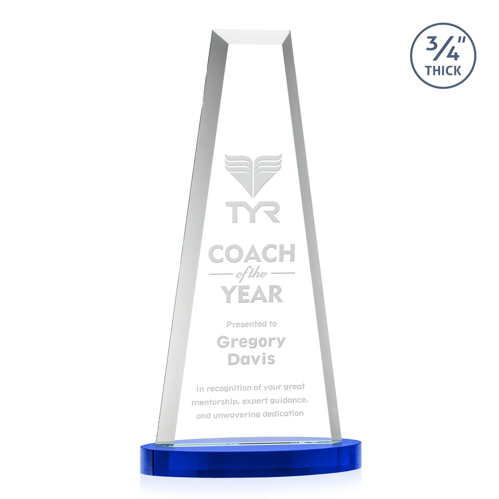 Custom Starfire Crystal Tower Award on Alberton Base for company anniversary events