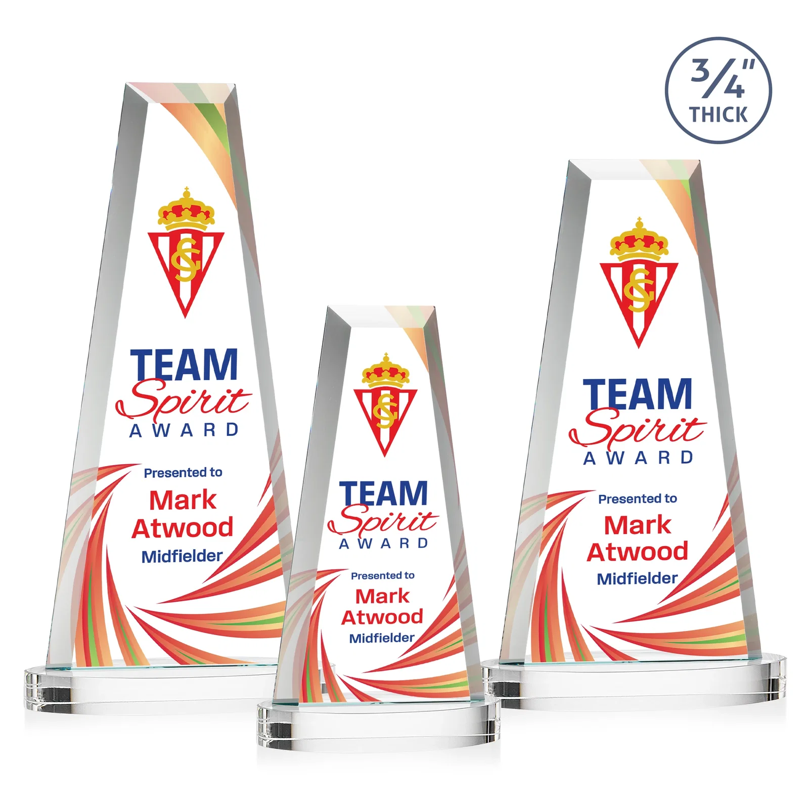 Personalized Starfire Crystal Tower Award on Alberton Base for employee recognition