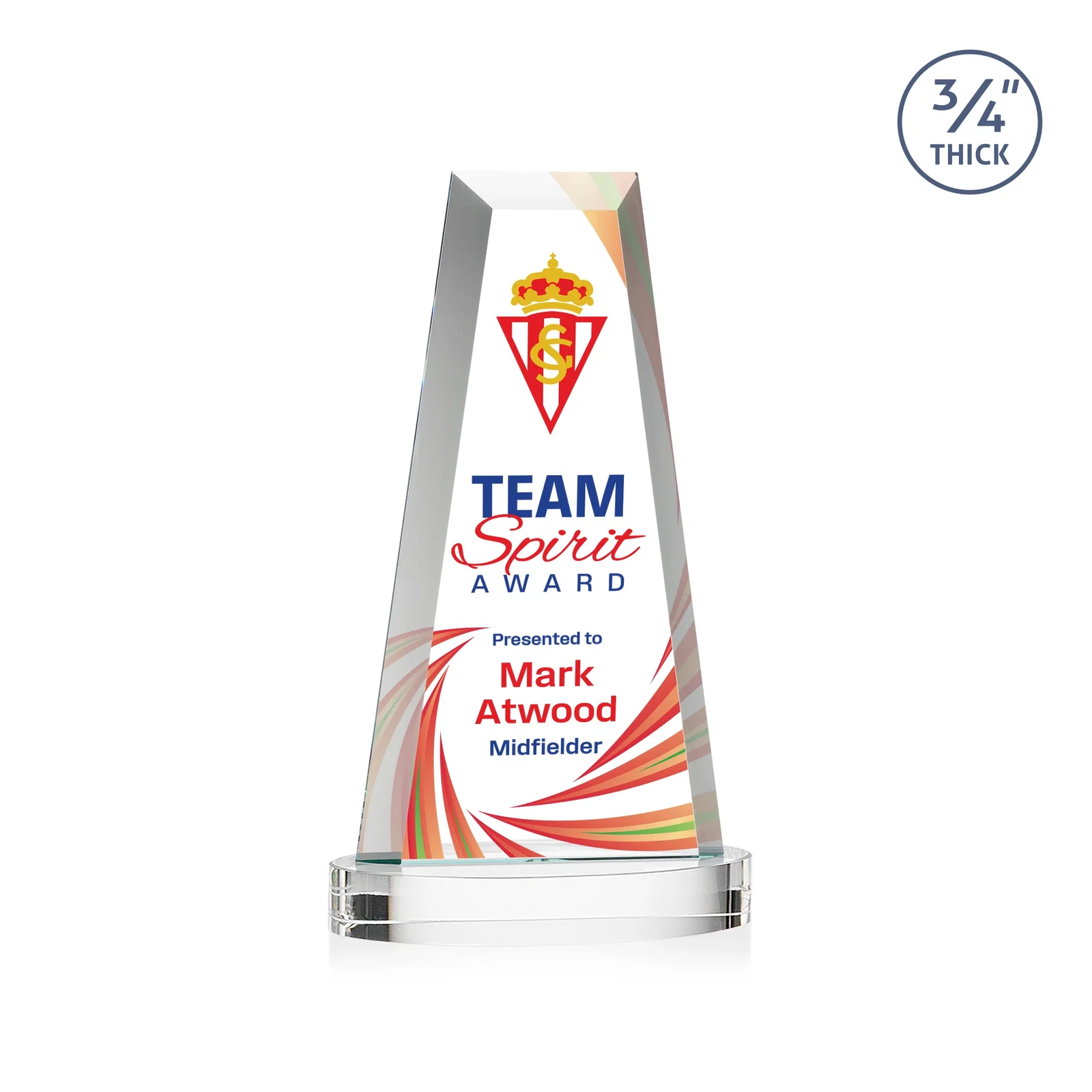 Personalized Starfire Crystal Tower Award on Alberton Base for corporate award ceremonies