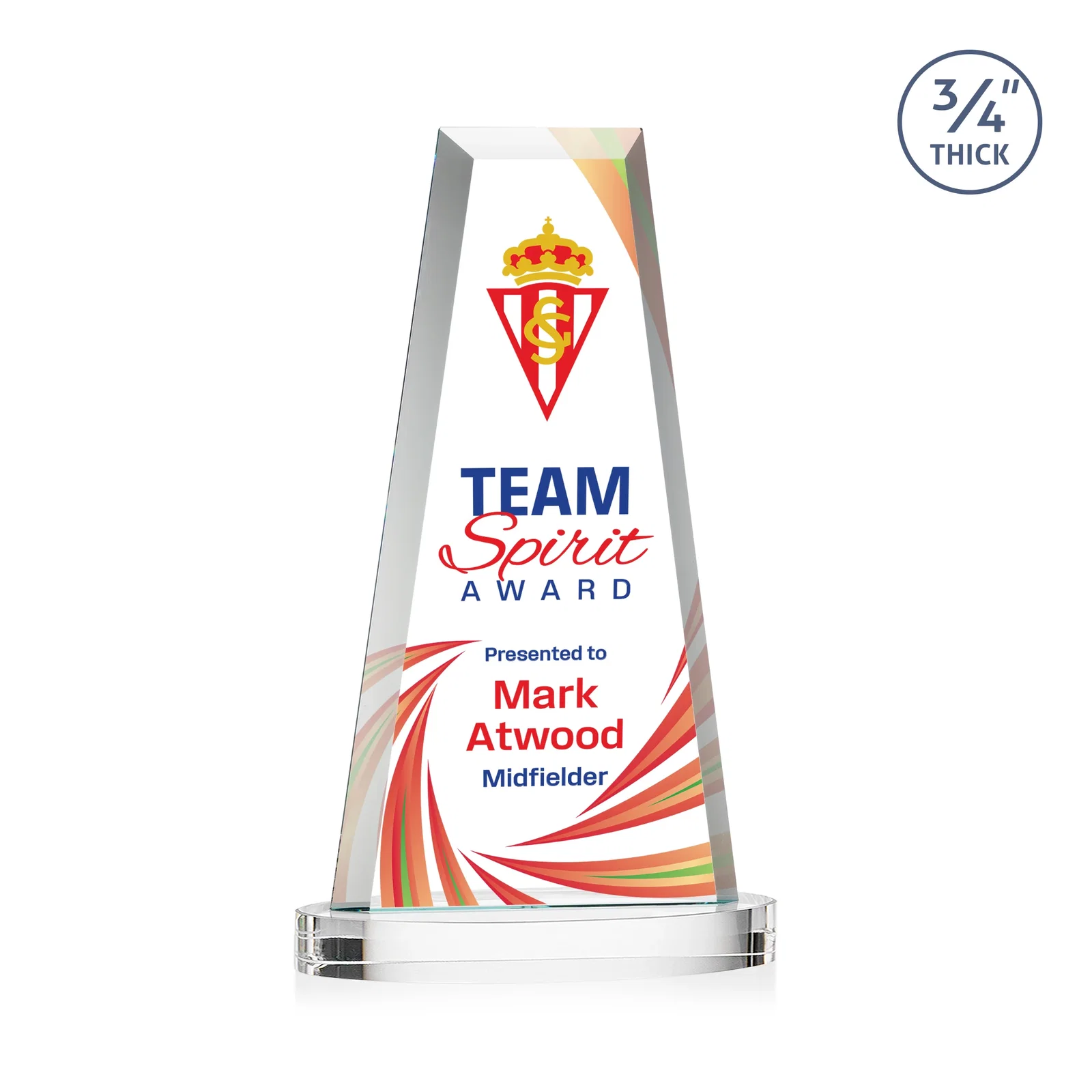 Personalized Starfire Crystal Tower Award on Alberton Base for service anniversary gifts