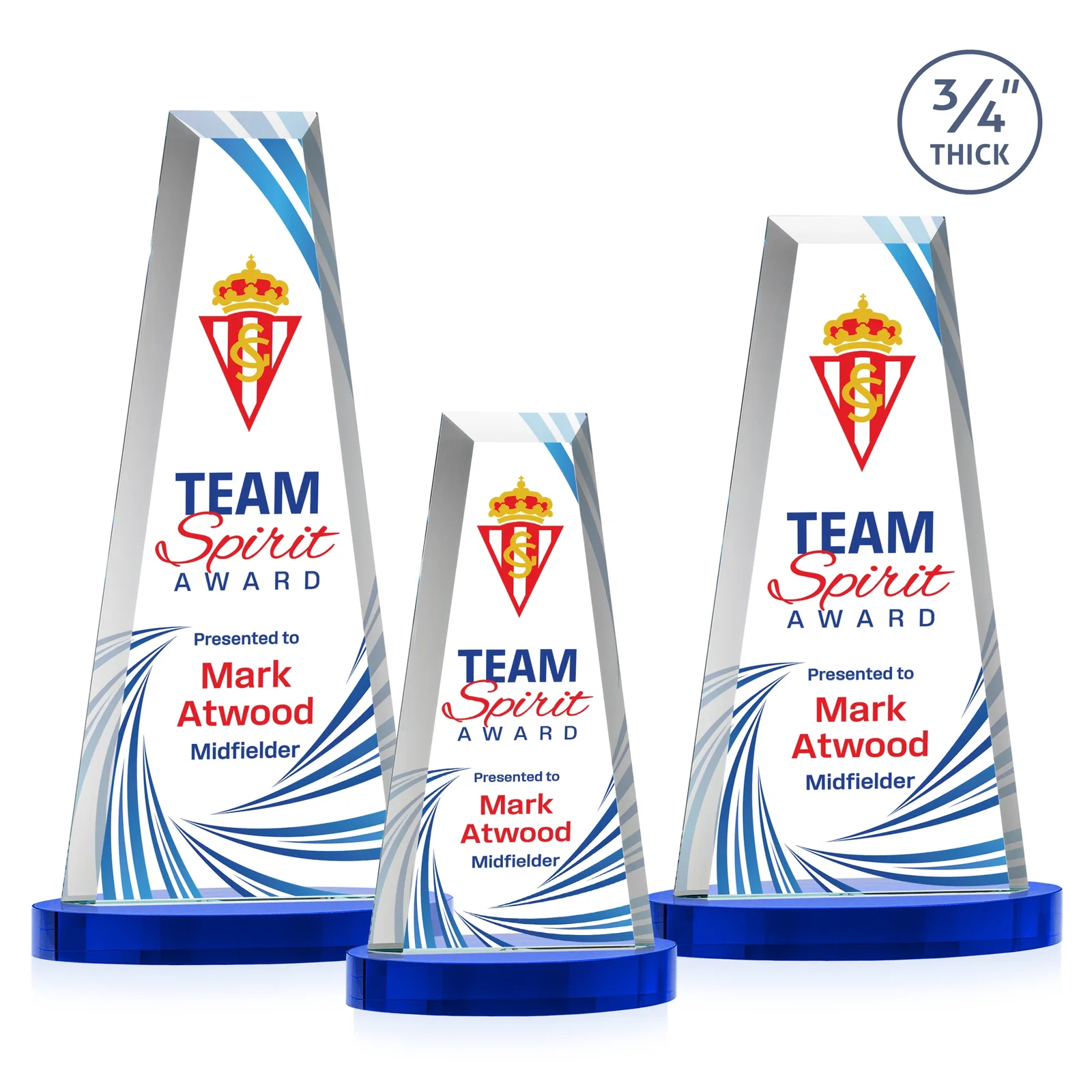 Personalized Starfire Crystal Tower Award on Alberton Base for safety achievement programs