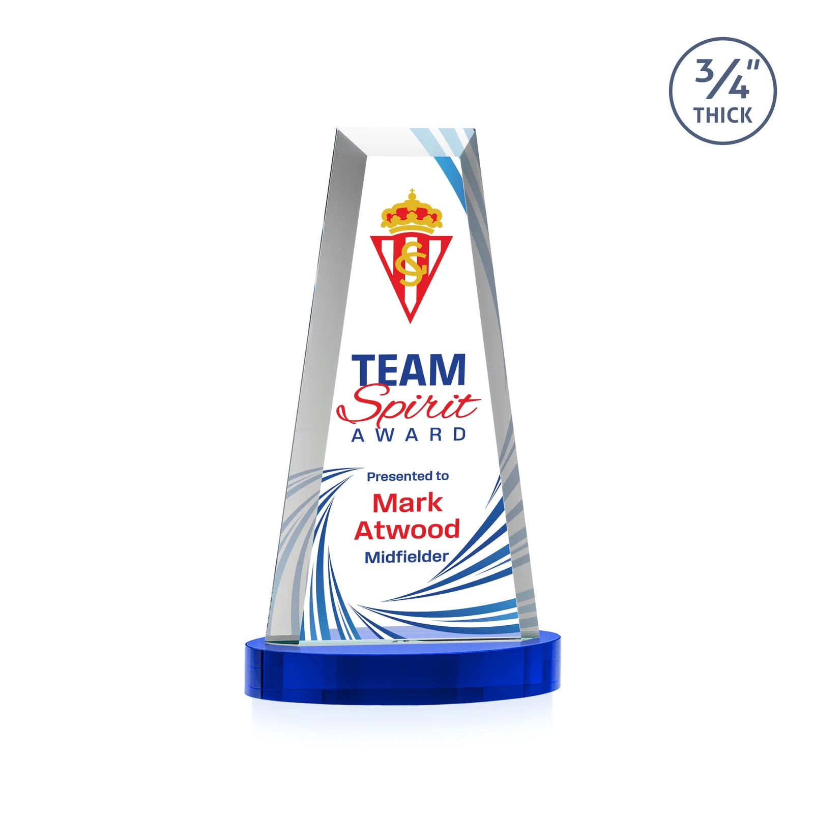 Personalized Starfire Crystal Tower Award on Alberton Base for volunteer appreciation