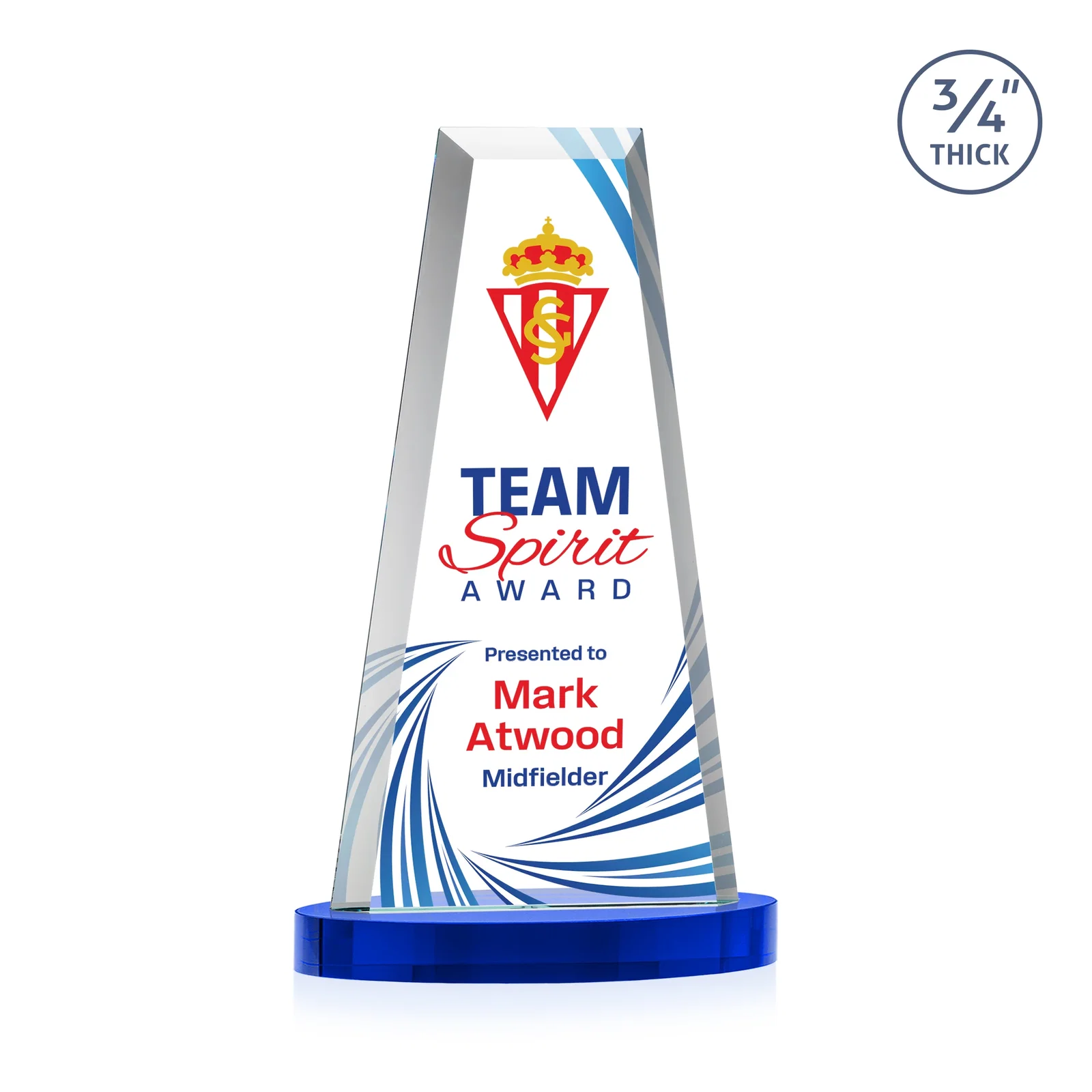 Personalized Starfire Crystal Tower Award on Alberton Base for dealer and partner awards