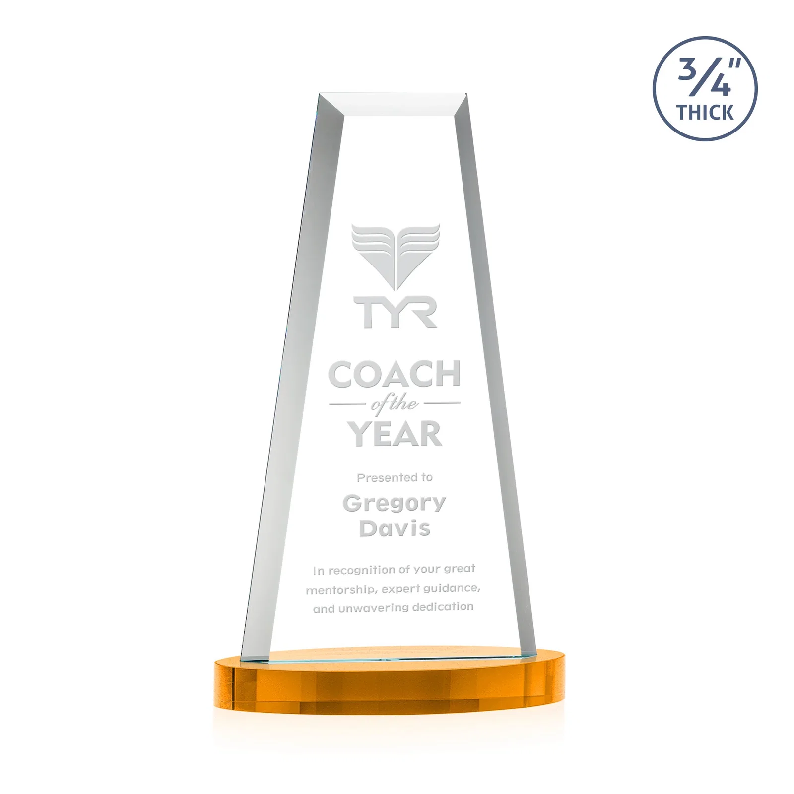 Promotional Starfire Crystal Tower Award on Alberton Base for service anniversary gifts