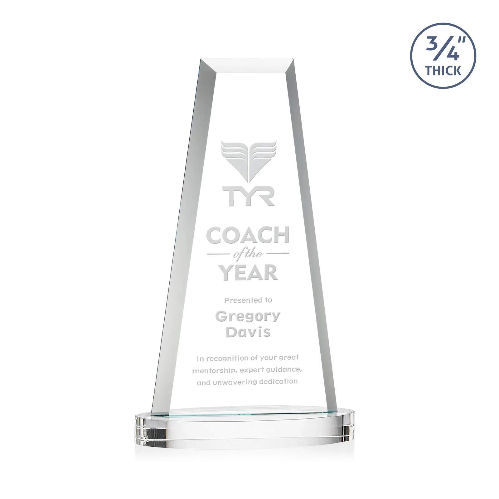 Custom Starfire Crystal Tower Award on Alberton Base for service anniversary gifts