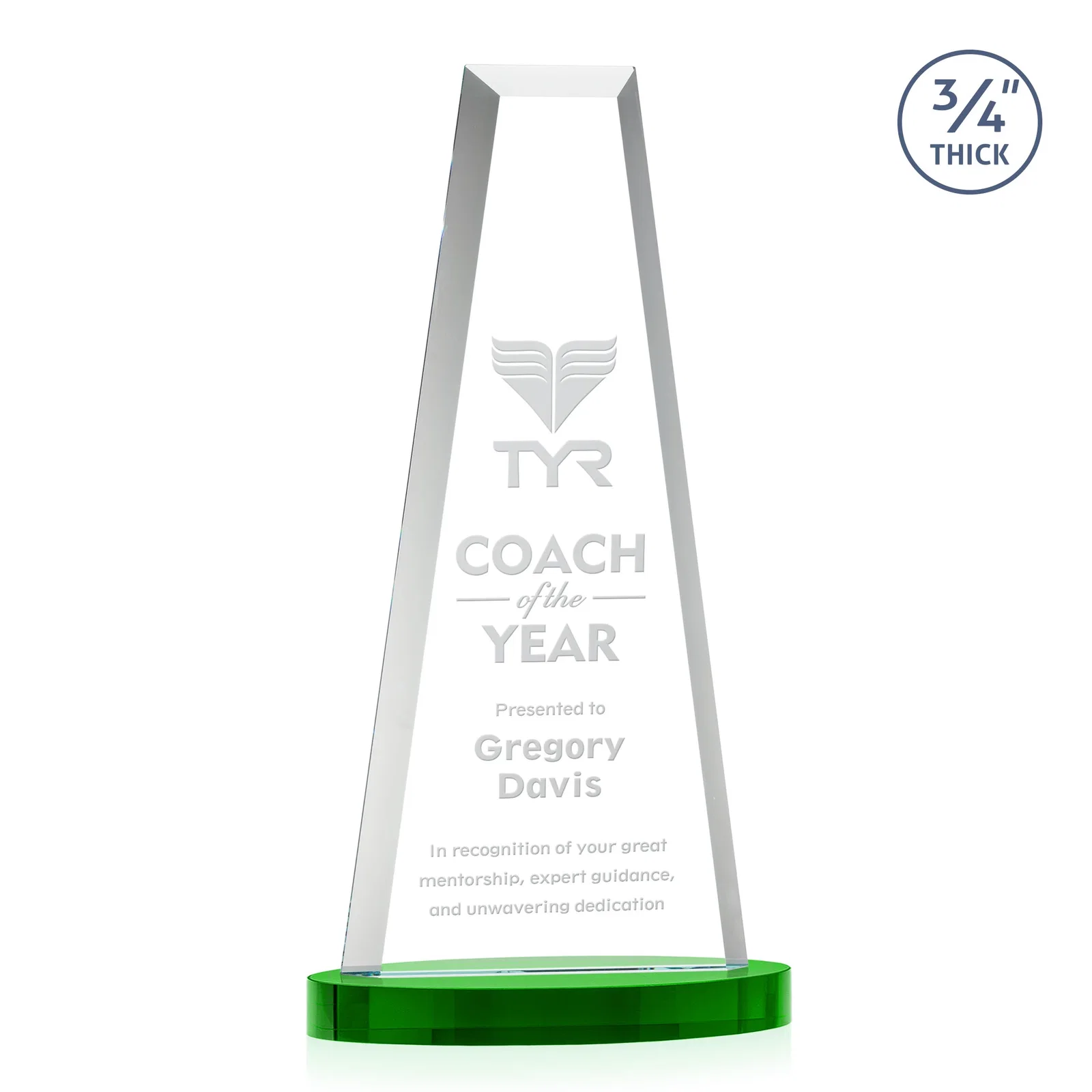 Promotional Starfire Crystal Tower Award on Alberton Base for company anniversary events