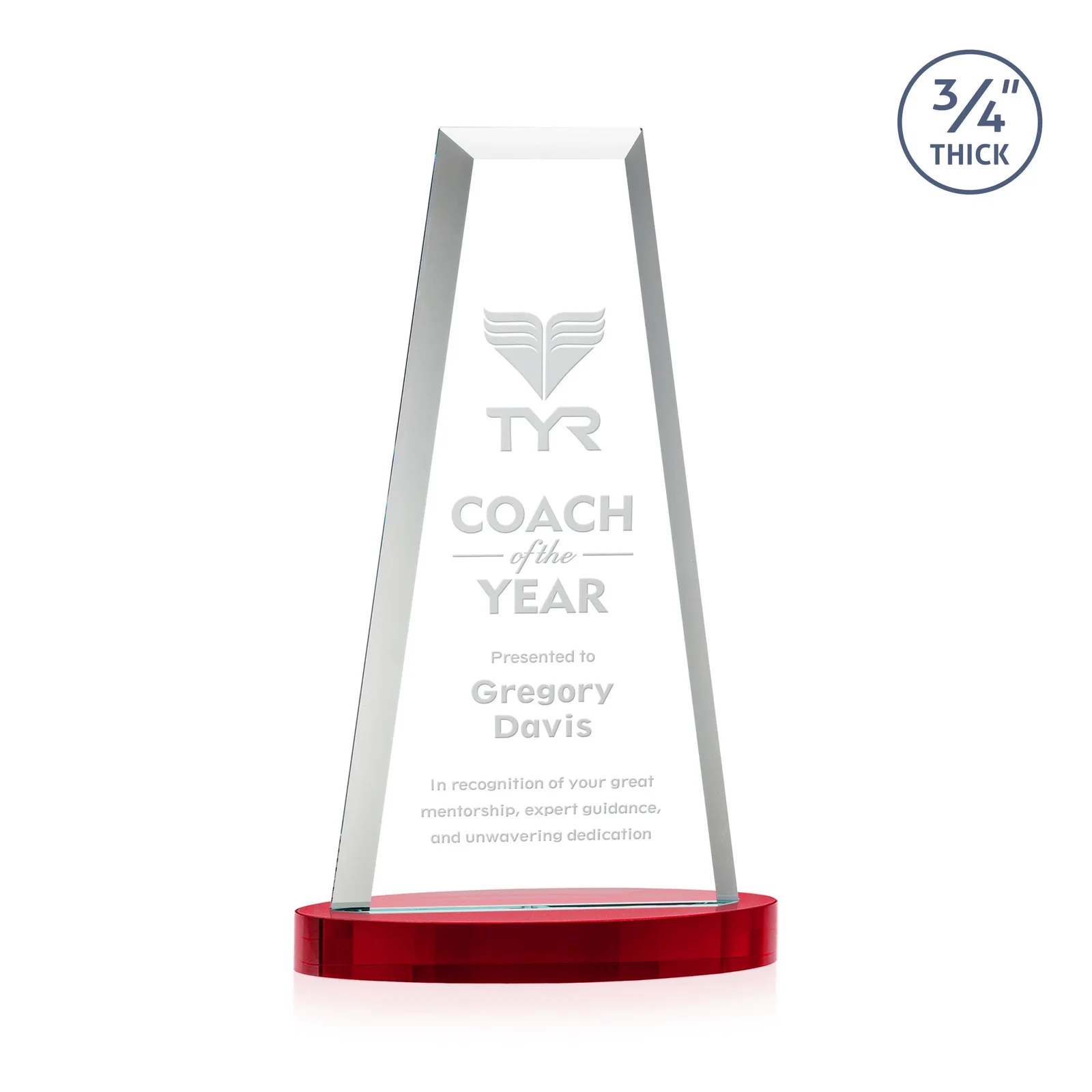 Branded Starfire Crystal Tower Award on Alberton Base for service anniversary gifts