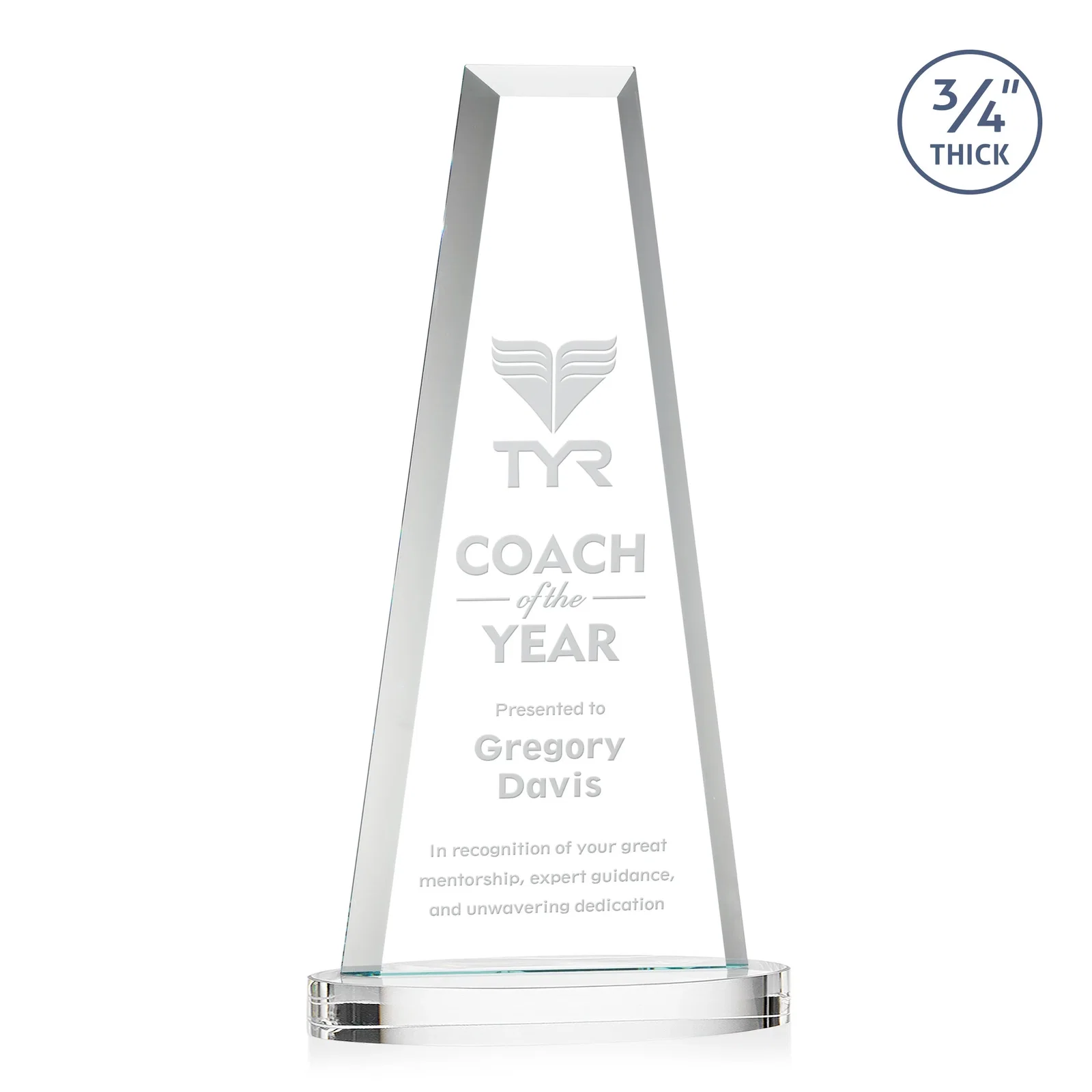 Custom Starfire Crystal Tower Award on Alberton Base for sales achievement awards