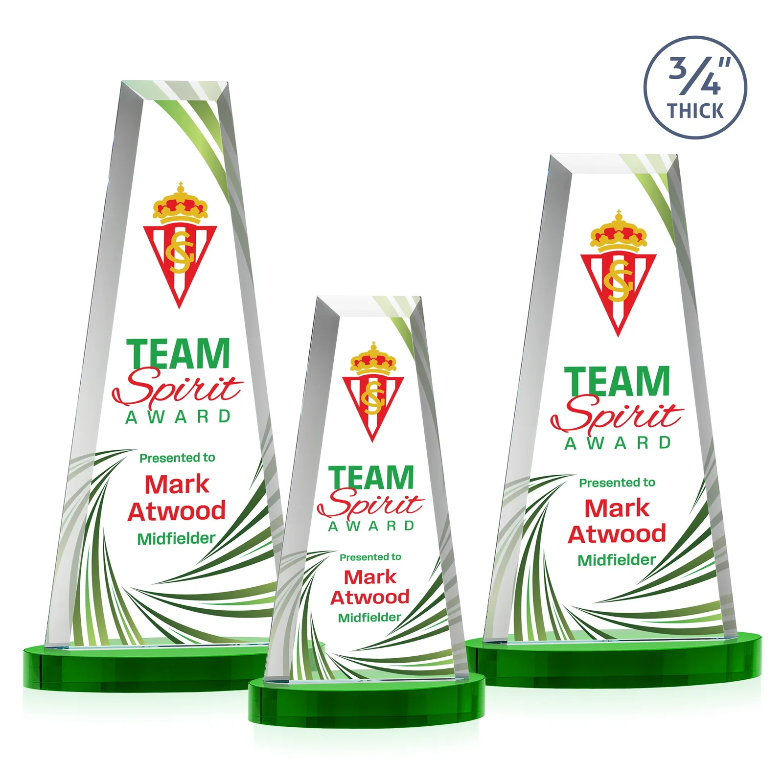 Custom printed Starfire Crystal Tower Award on Alberton Base for safety achievement programs
