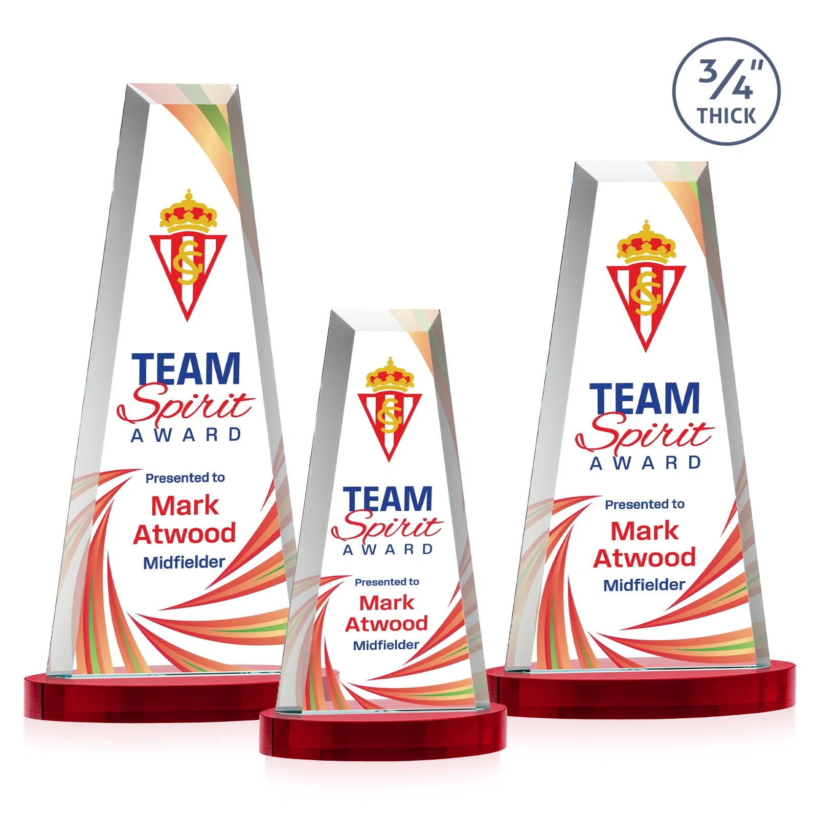 Customized Starfire Crystal Tower Award on Alberton Base for employee recognition