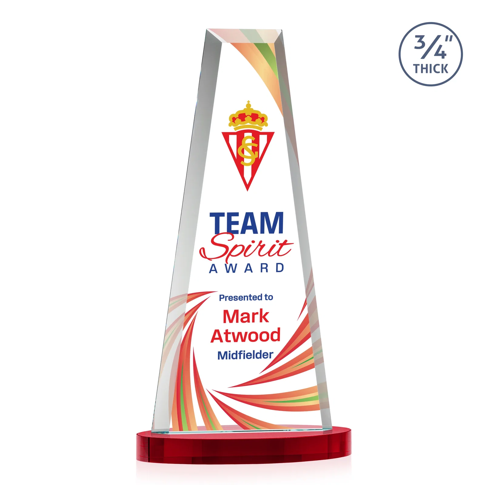 Customized Starfire Crystal Tower Award on Alberton Base for sales achievement awards