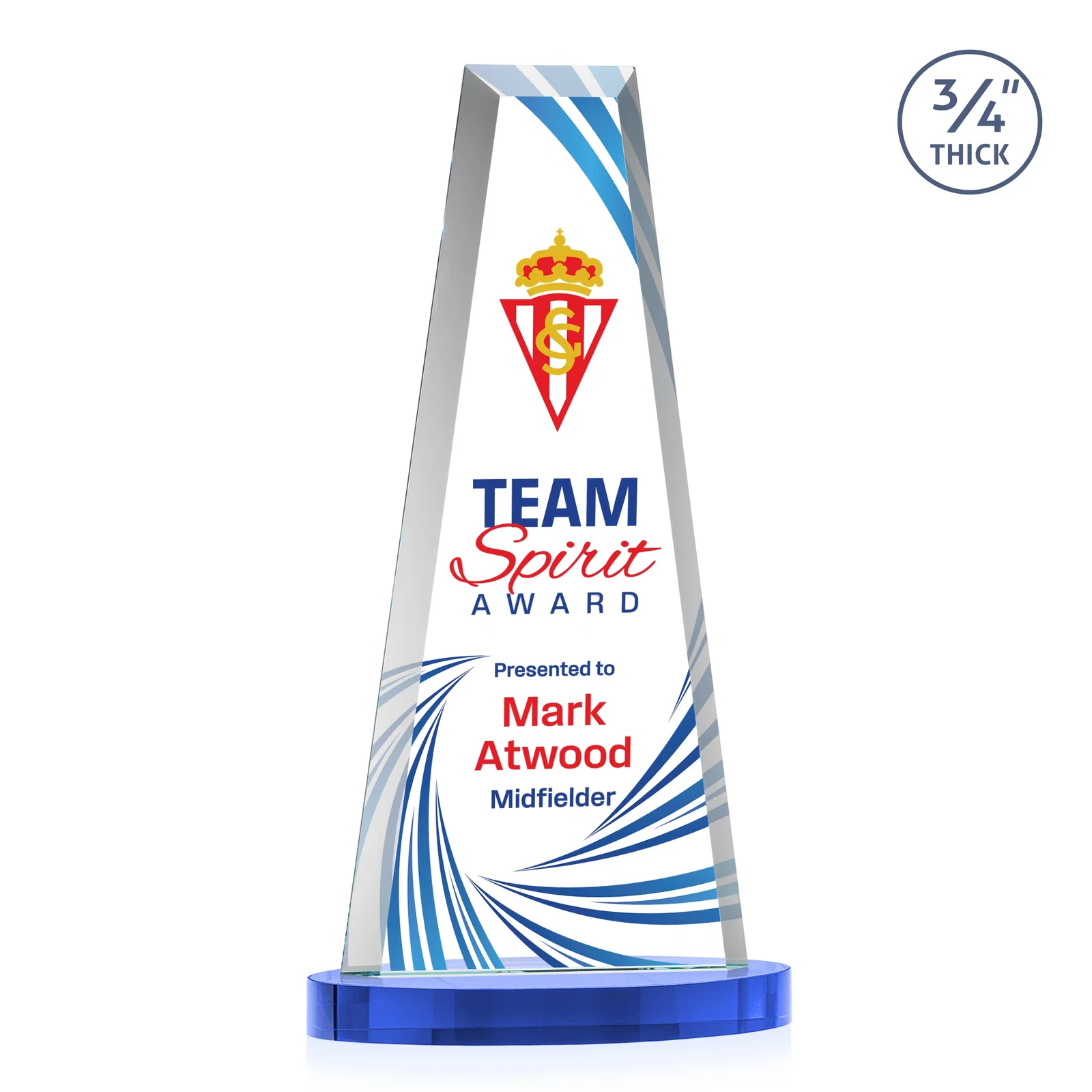 Customized Starfire Crystal Tower Award on Alberton Base for graduation ceremonies
