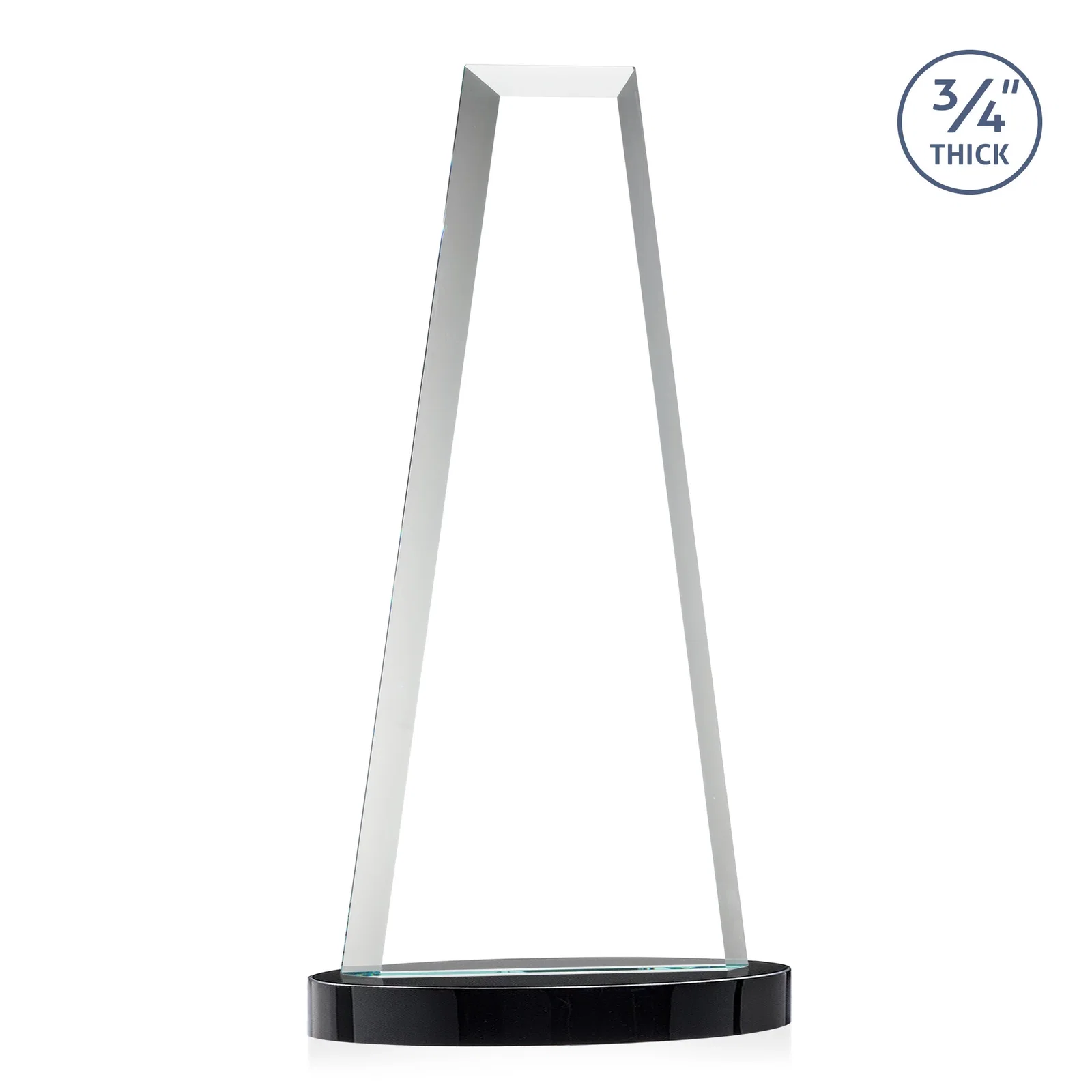 Custom engraved Starfire Crystal Tower Award on Alberton Base for team milestone celebrations