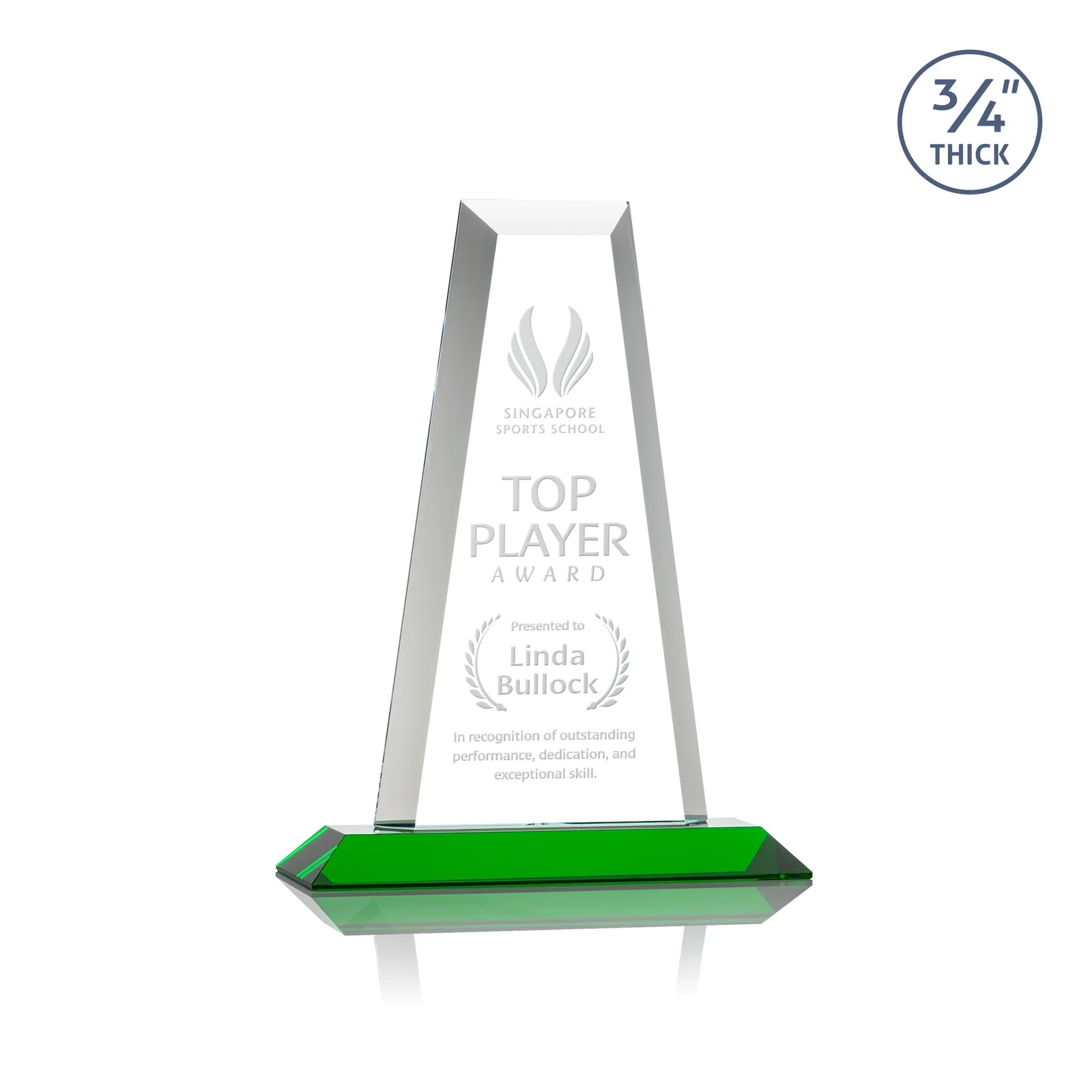 Custom Starfire Crystal Tower Award on Standard Base, Ten Colors for company anniversary events