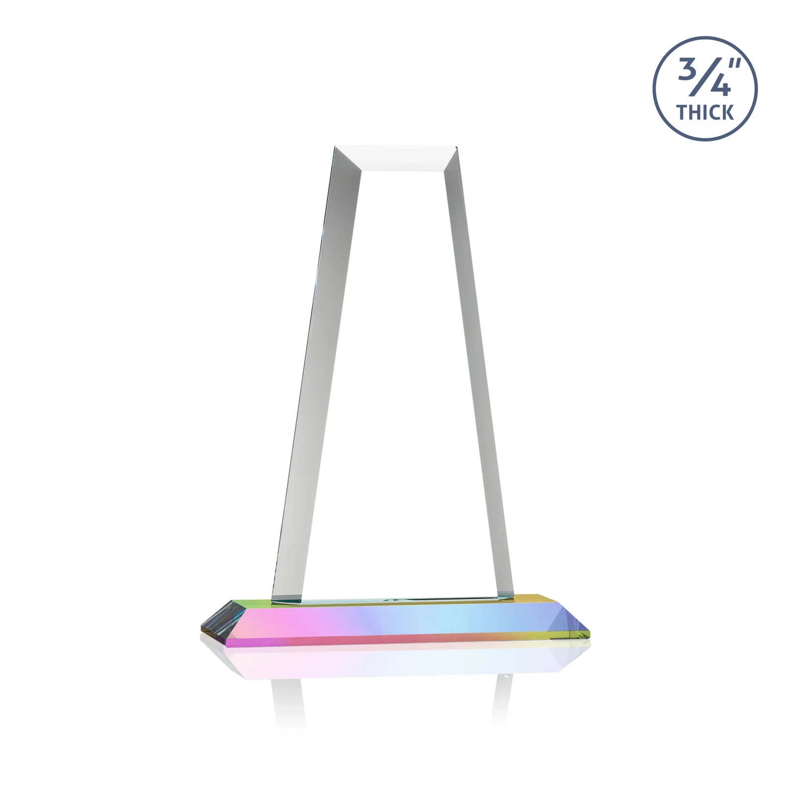 Branded Starfire Crystal Tower Award on Standard Base, Ten Colors, with your logo for corporate award ceremonies