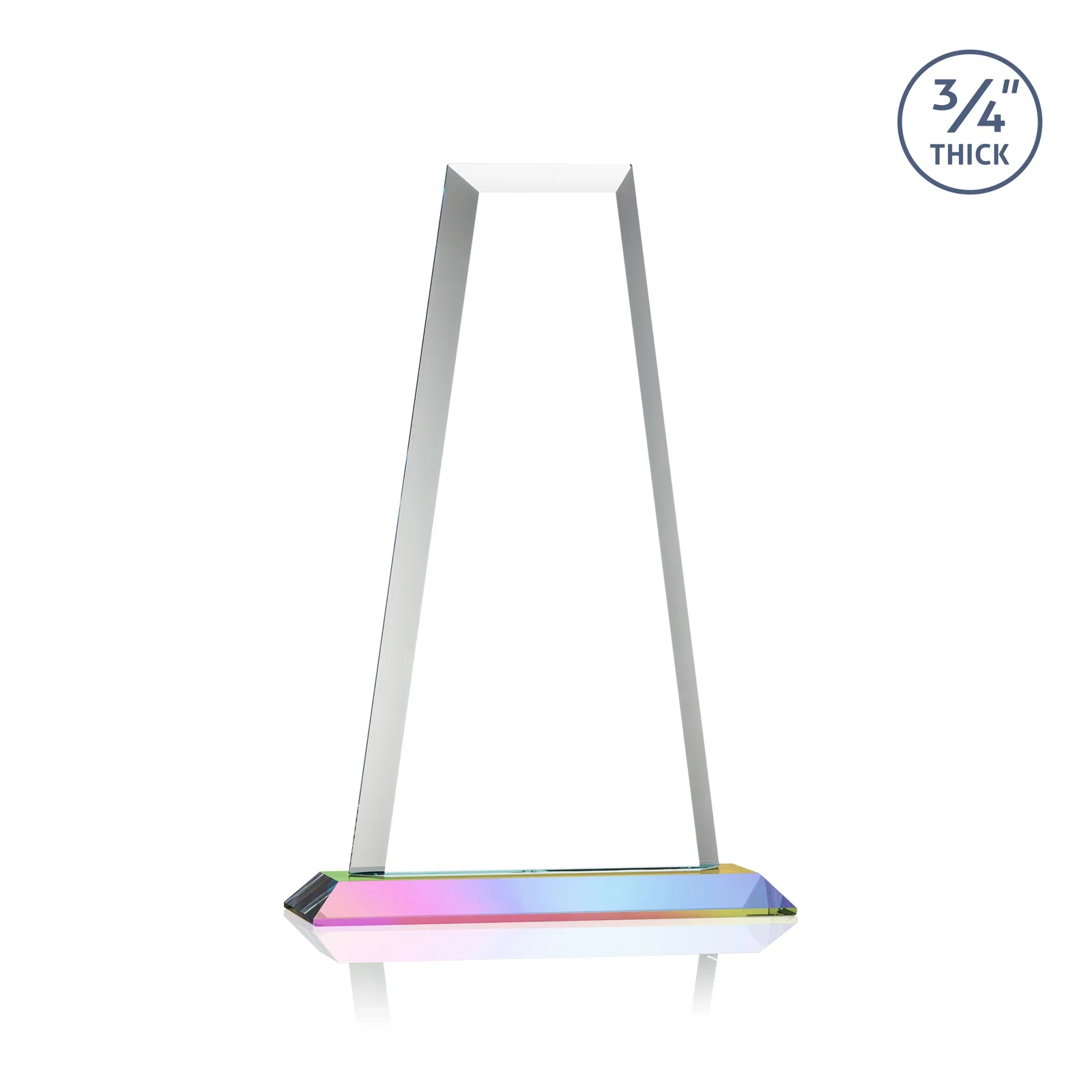 Branded Starfire Crystal Tower Award on Standard Base, Ten Colors, with your logo for service anniversary gifts