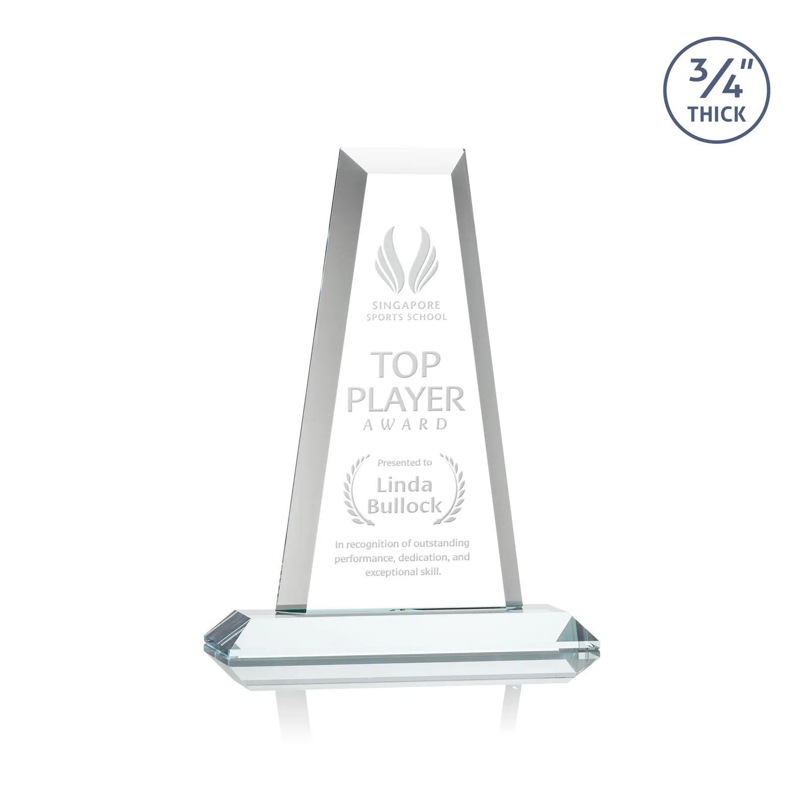 Custom Starfire Crystal Tower Award on Standard Base, Ten Colors for corporate award ceremonies