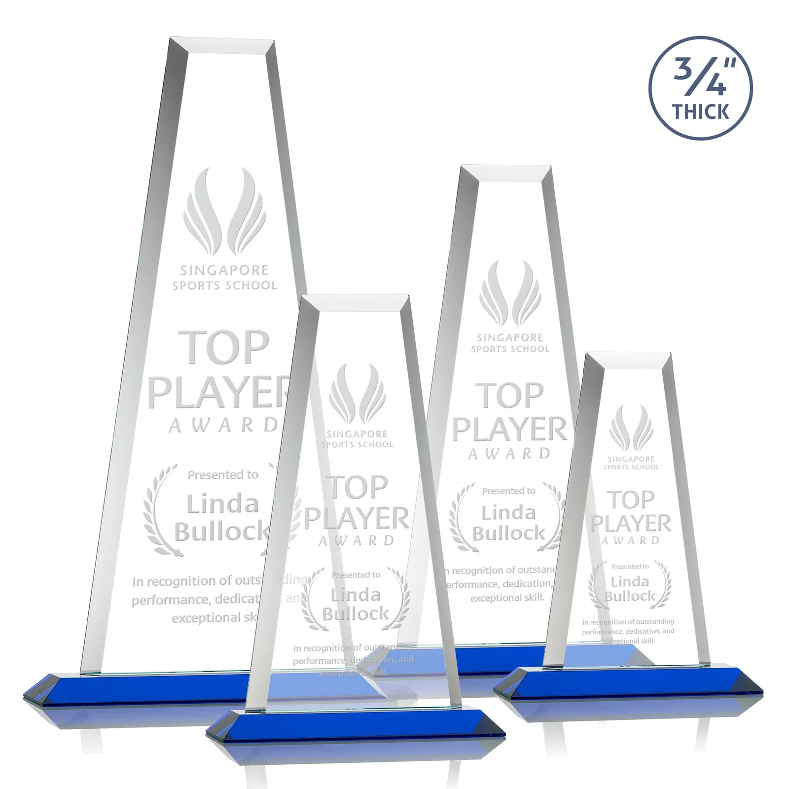 Personalized Starfire Crystal Tower Award on Standard Base, Ten Colors for safety achievement programs