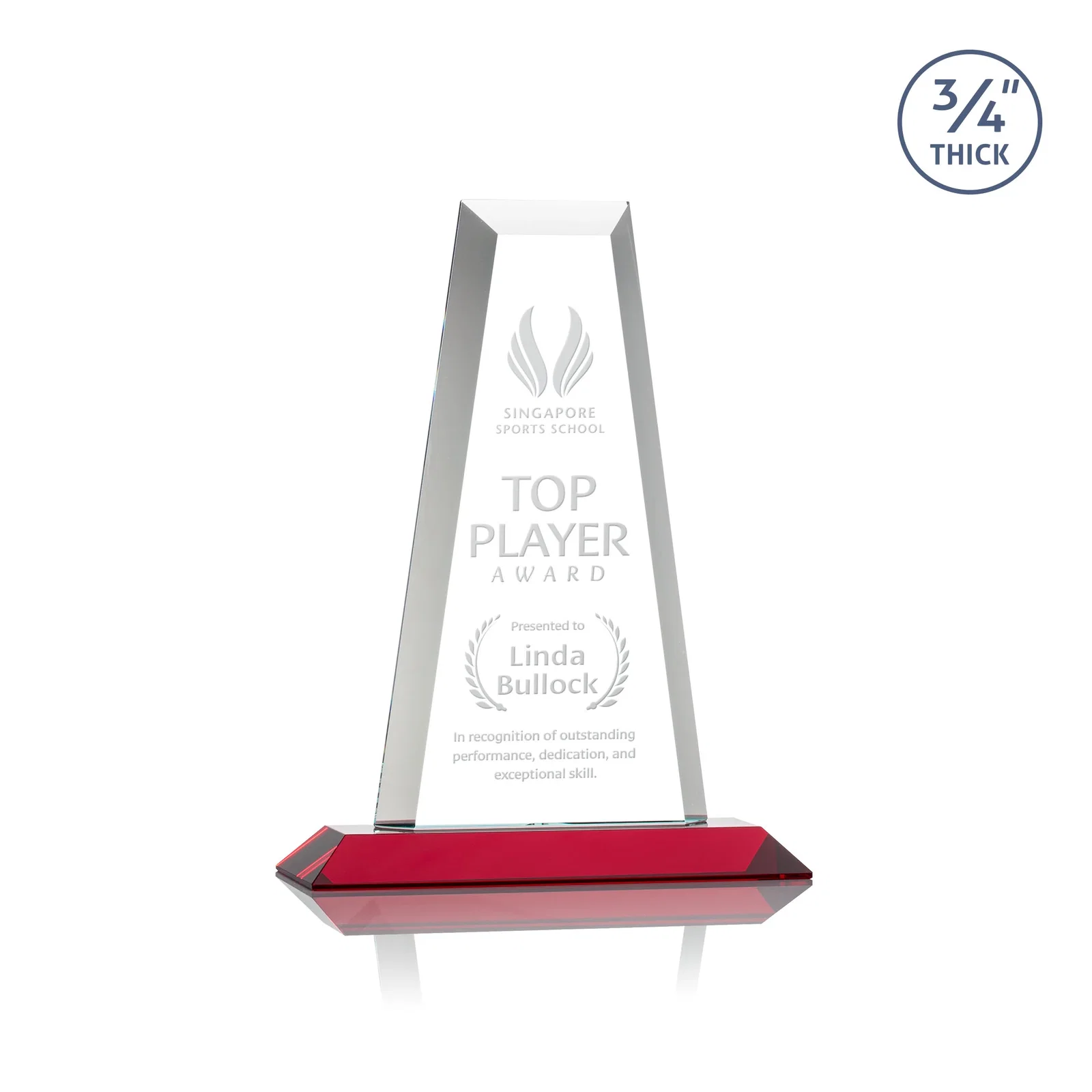Promotional Starfire Crystal Tower Award on Standard Base, Ten Colors for service anniversary gifts