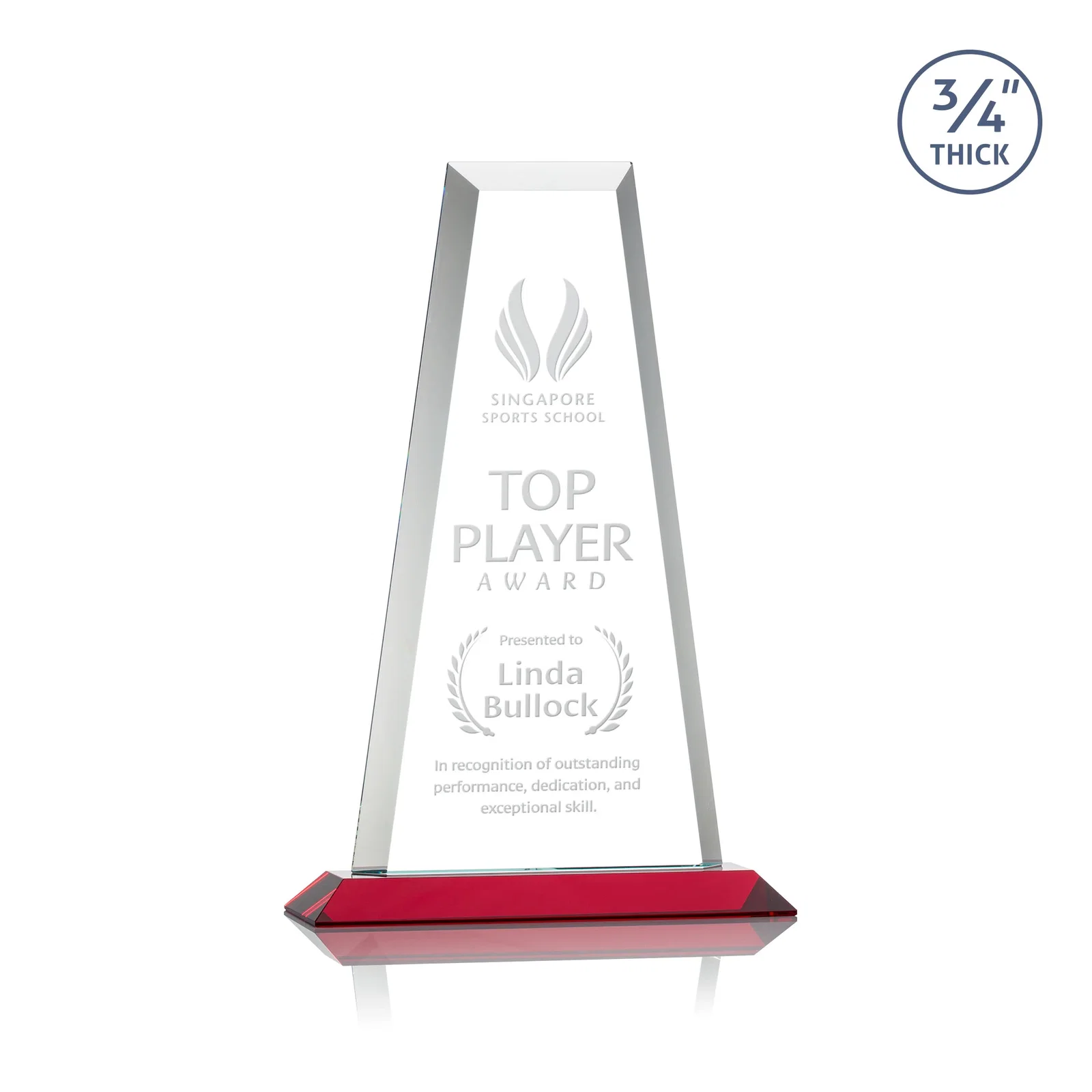 Promotional Starfire Crystal Tower Award on Standard Base, Ten Colors for sales achievement awards