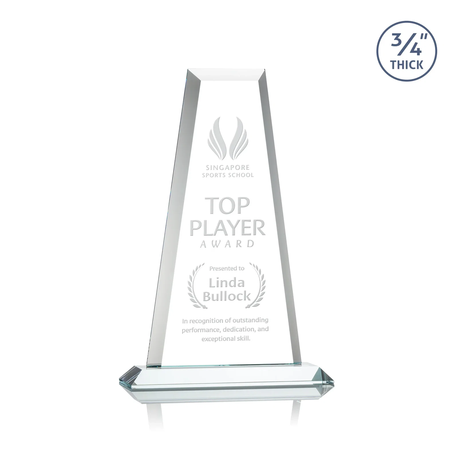 Custom Starfire Crystal Tower Award on Standard Base, Ten Colors for service anniversary gifts