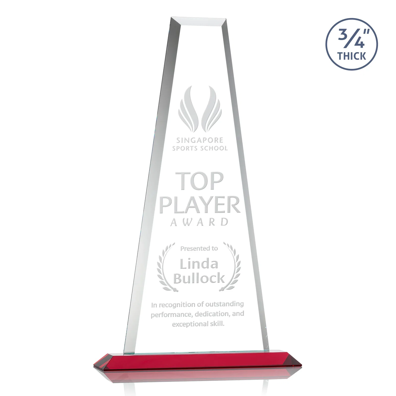 Promotional Starfire Crystal Tower Award on Standard Base, Ten Colors for team milestone celebrations