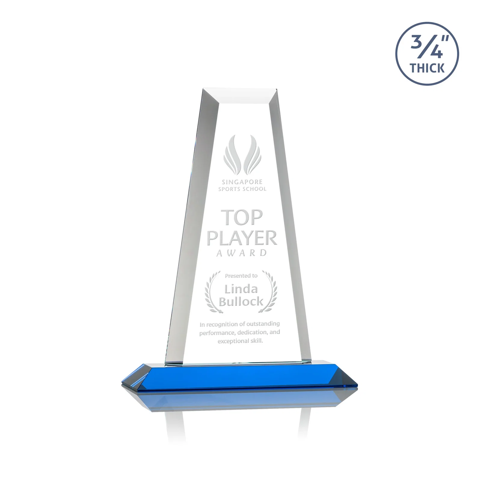Promotional Starfire Crystal Tower Award on Standard Base, Ten Colors for graduation ceremonies