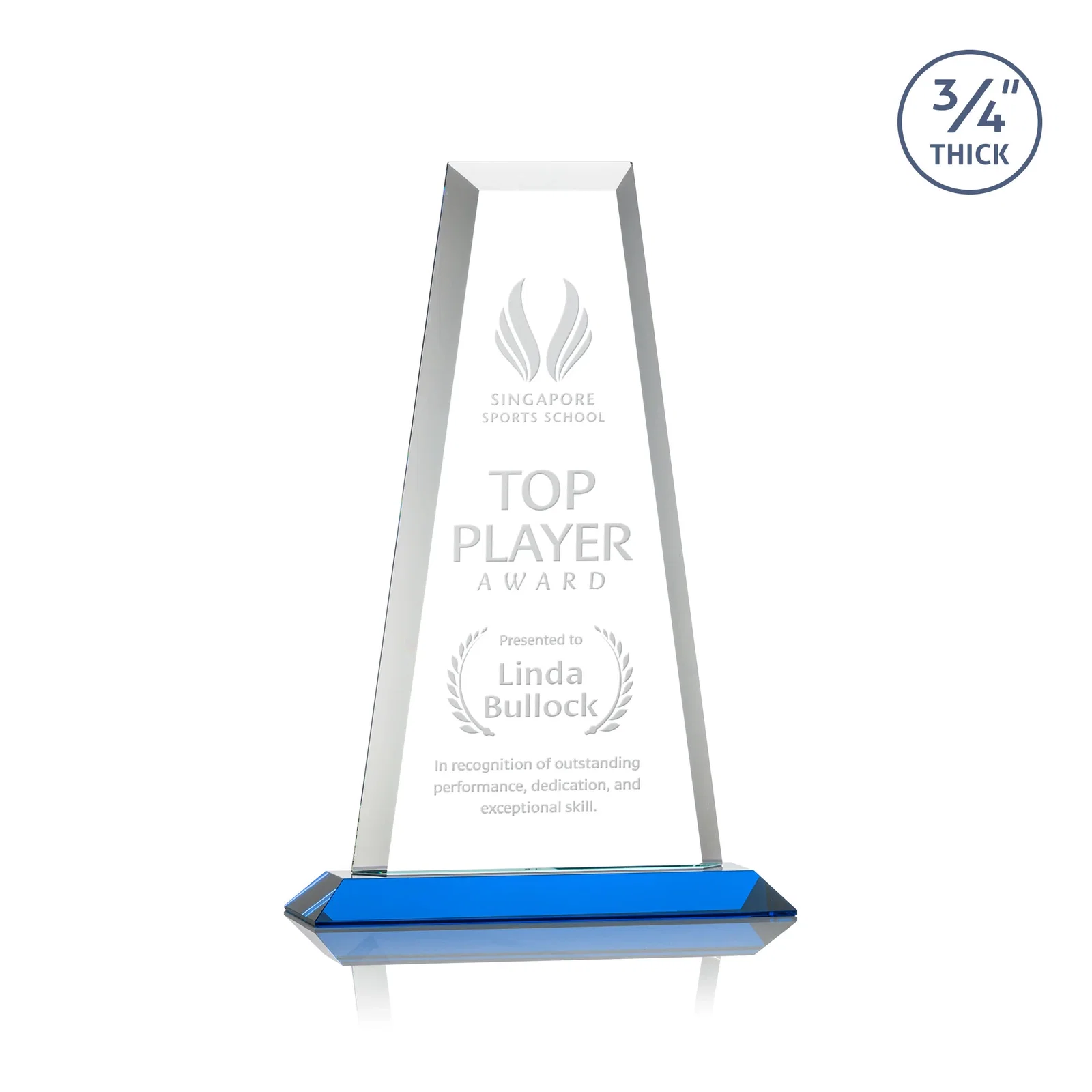 Promotional Starfire Crystal Tower Award on Standard Base, Ten Colors for safety achievement programs