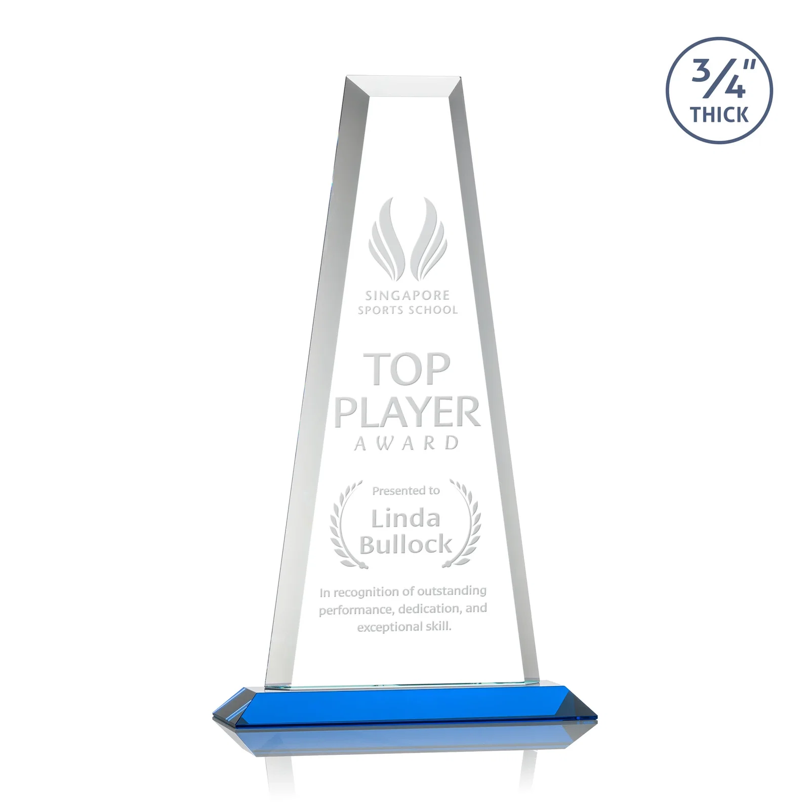 Promotional Starfire Crystal Tower Award on Standard Base, Ten Colors for volunteer appreciation