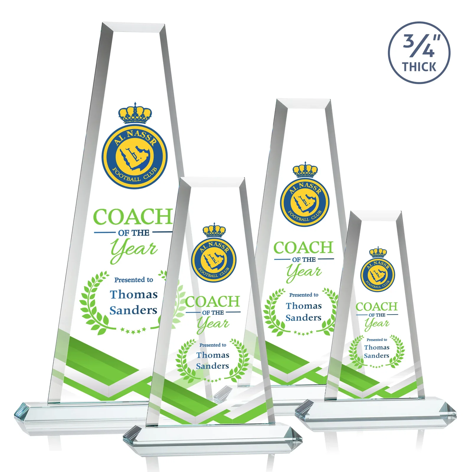 Branded Starfire Crystal Tower Award on Standard Base, Ten Colors for safety achievement programs