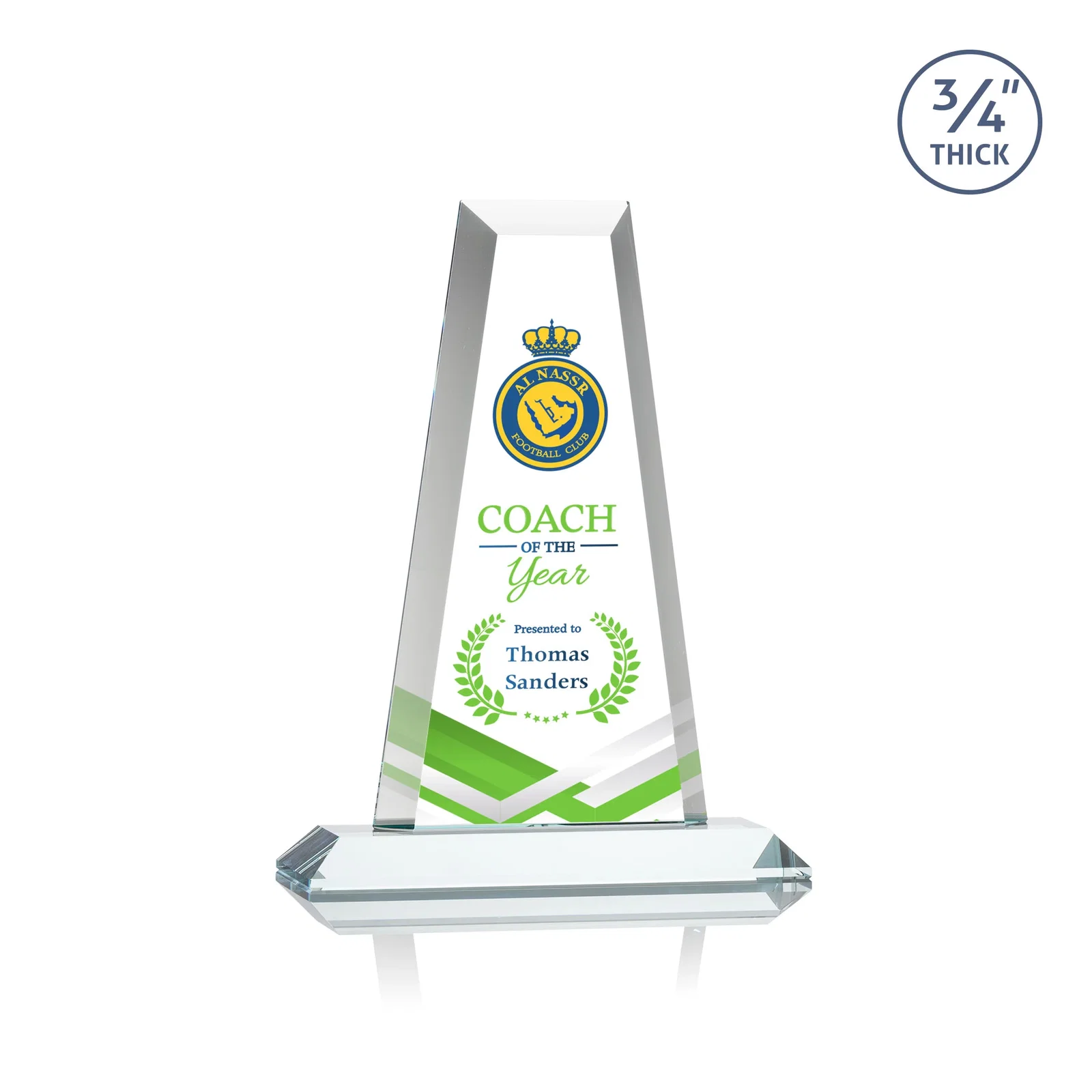 Branded Starfire Crystal Tower Award on Standard Base, Ten Colors for volunteer appreciation