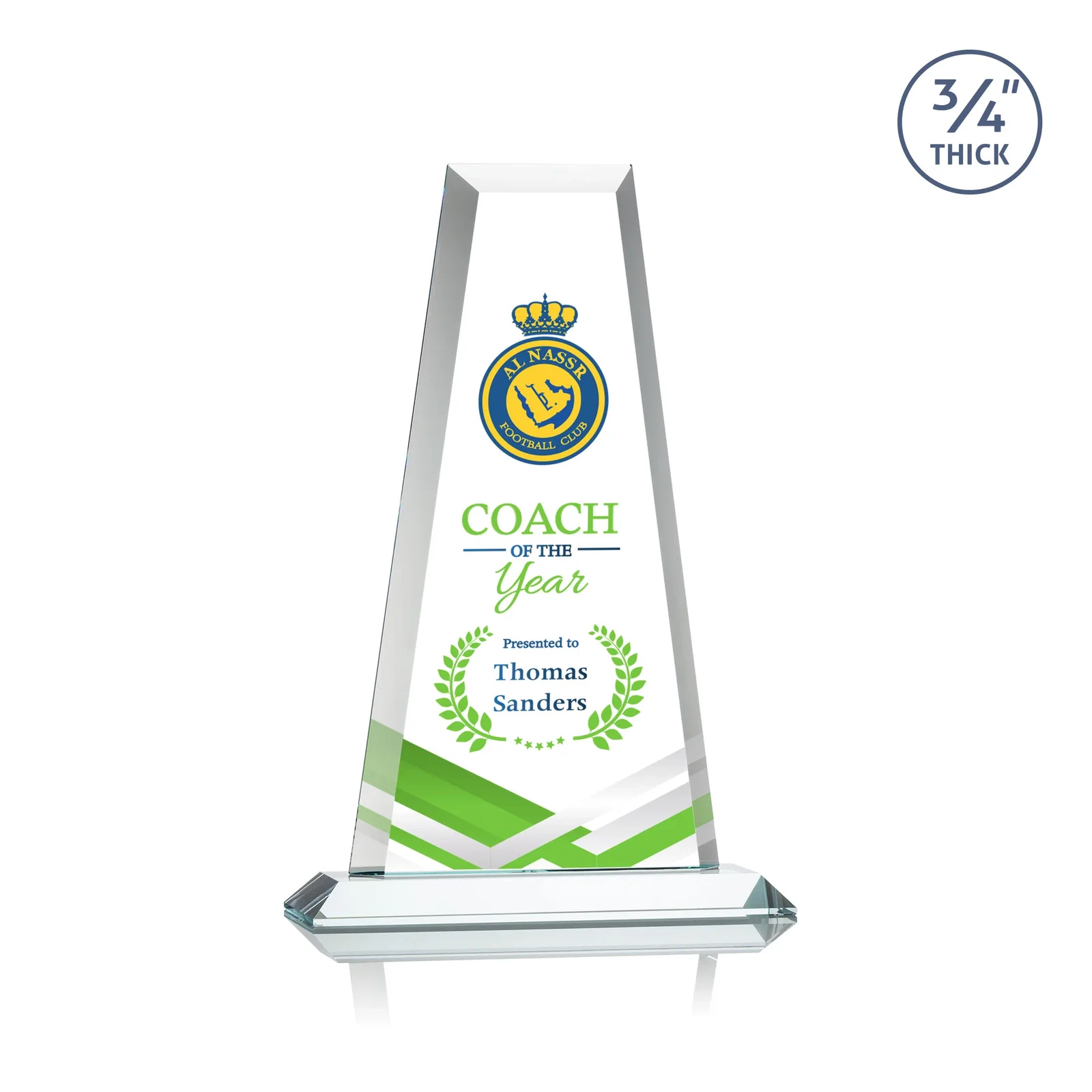 Branded Starfire Crystal Tower Award on Standard Base, Ten Colors for dealer and partner awards