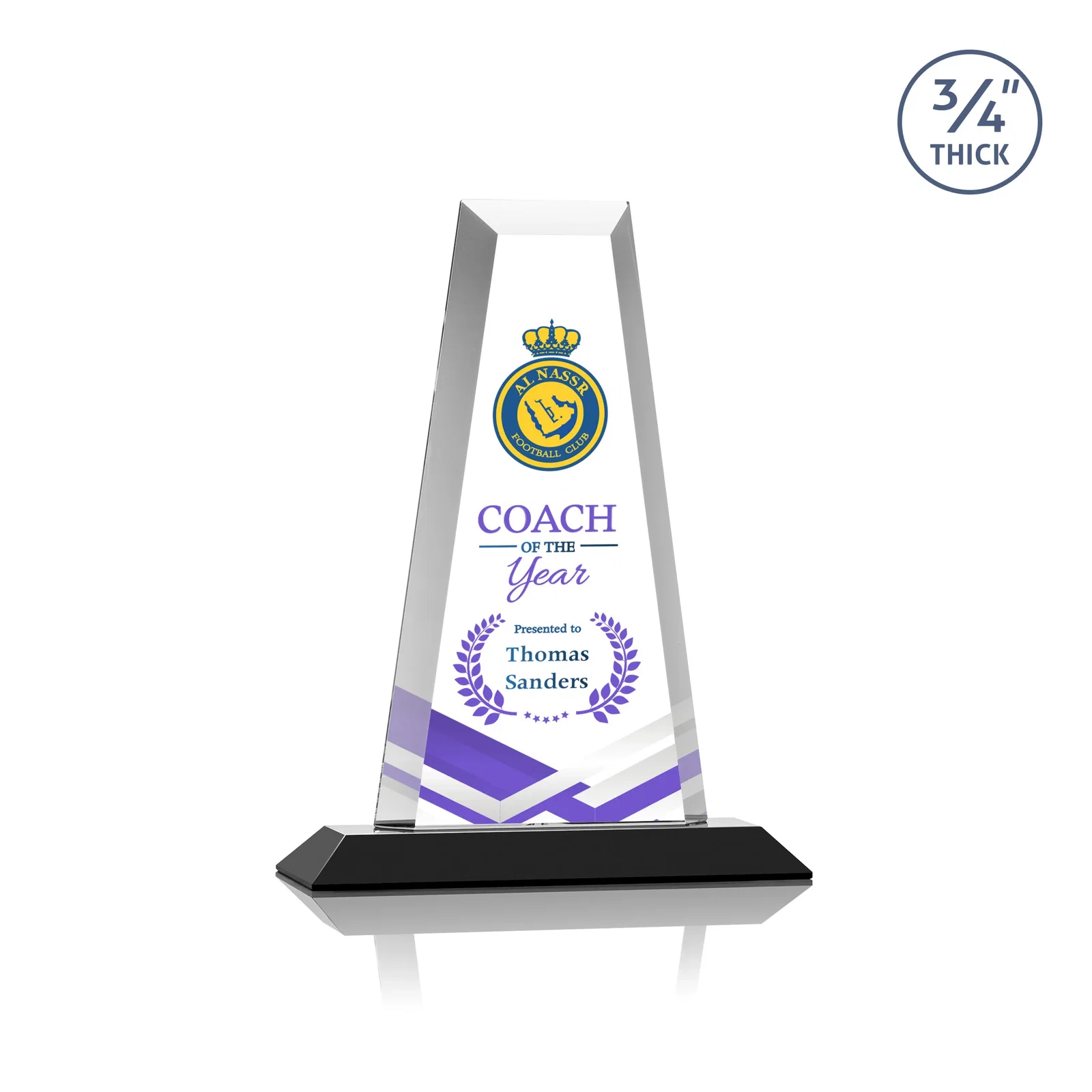 Customized Starfire Crystal Tower Award on Standard Base, Ten Colors for employee recognition