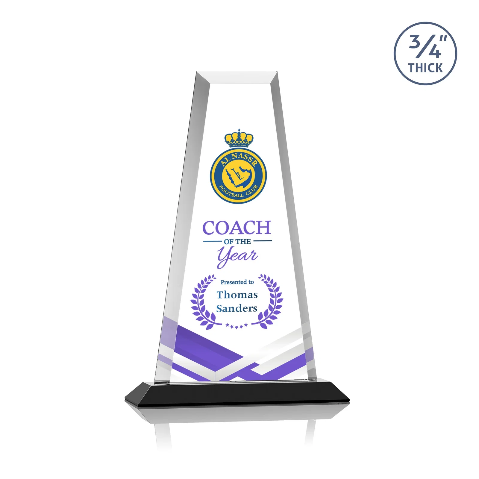 Customized Starfire Crystal Tower Award on Standard Base, Ten Colors for corporate award ceremonies