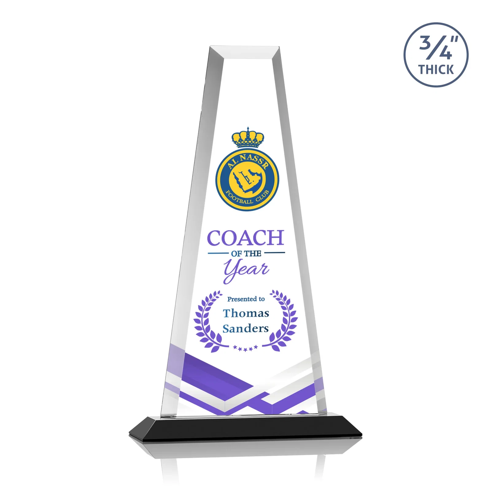 Customized Starfire Crystal Tower Award on Standard Base, Ten Colors for service anniversary gifts