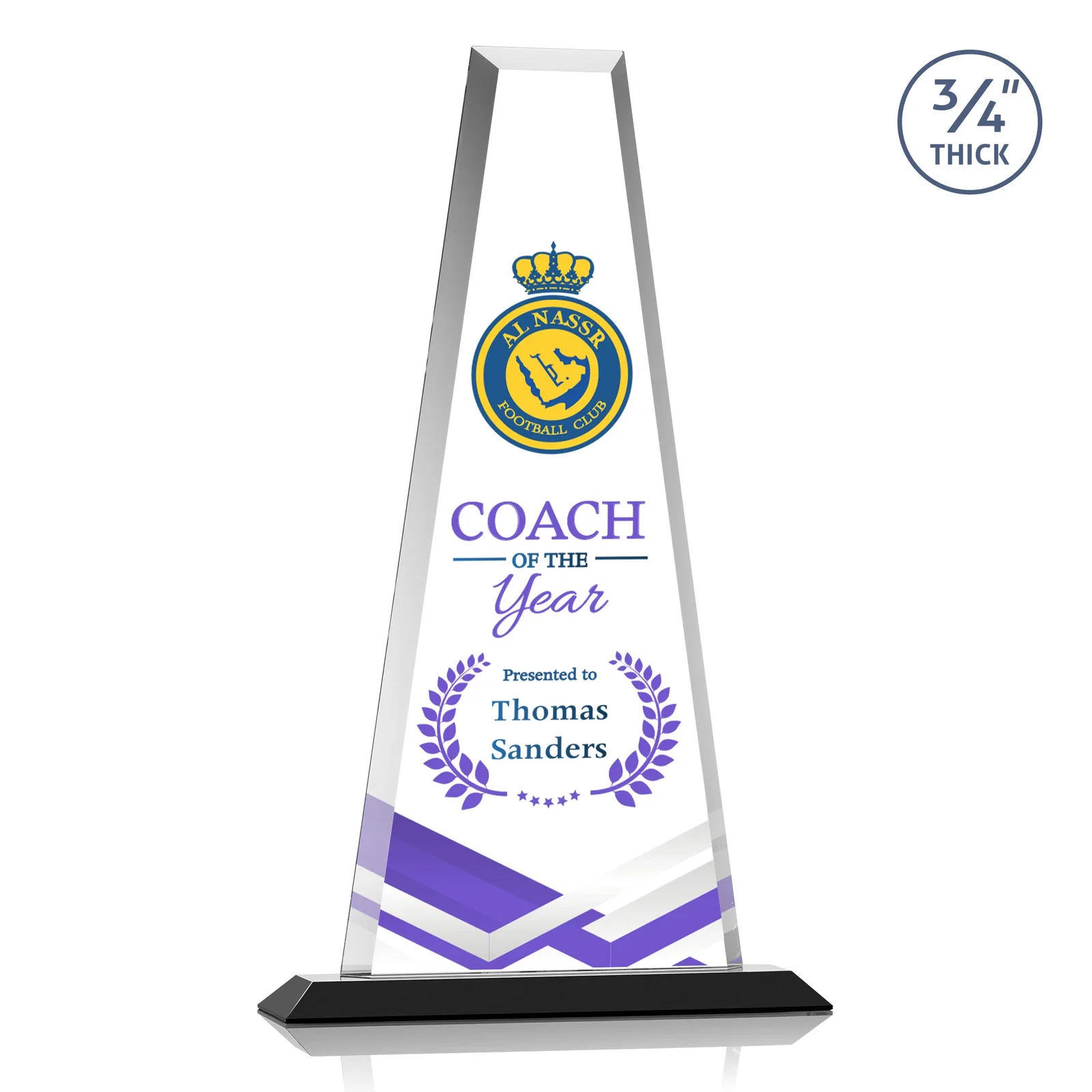 Customized Starfire Crystal Tower Award on Standard Base, Ten Colors for sales achievement awards