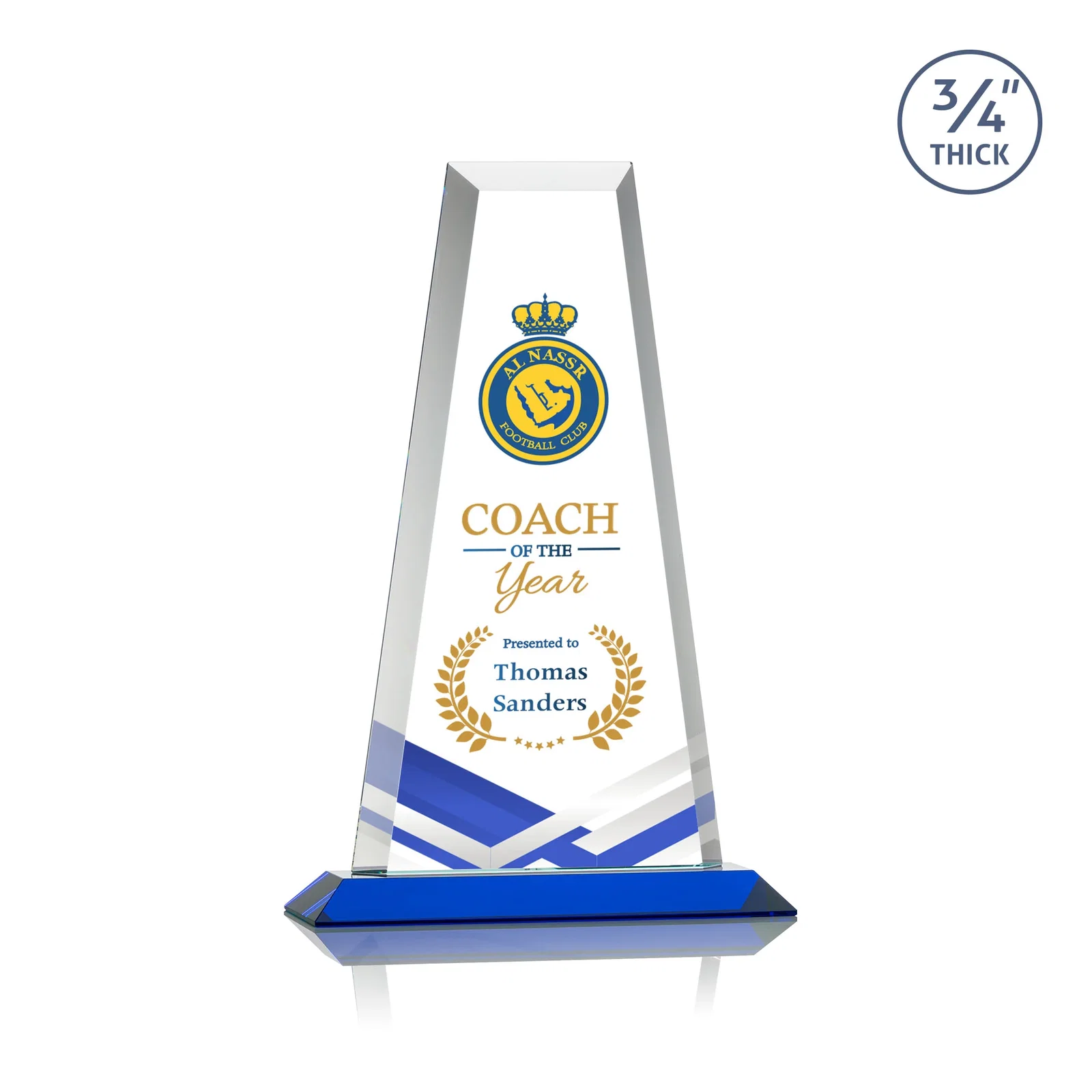 Customized Starfire Crystal Tower Award on Standard Base, Ten Colors for donor appreciation